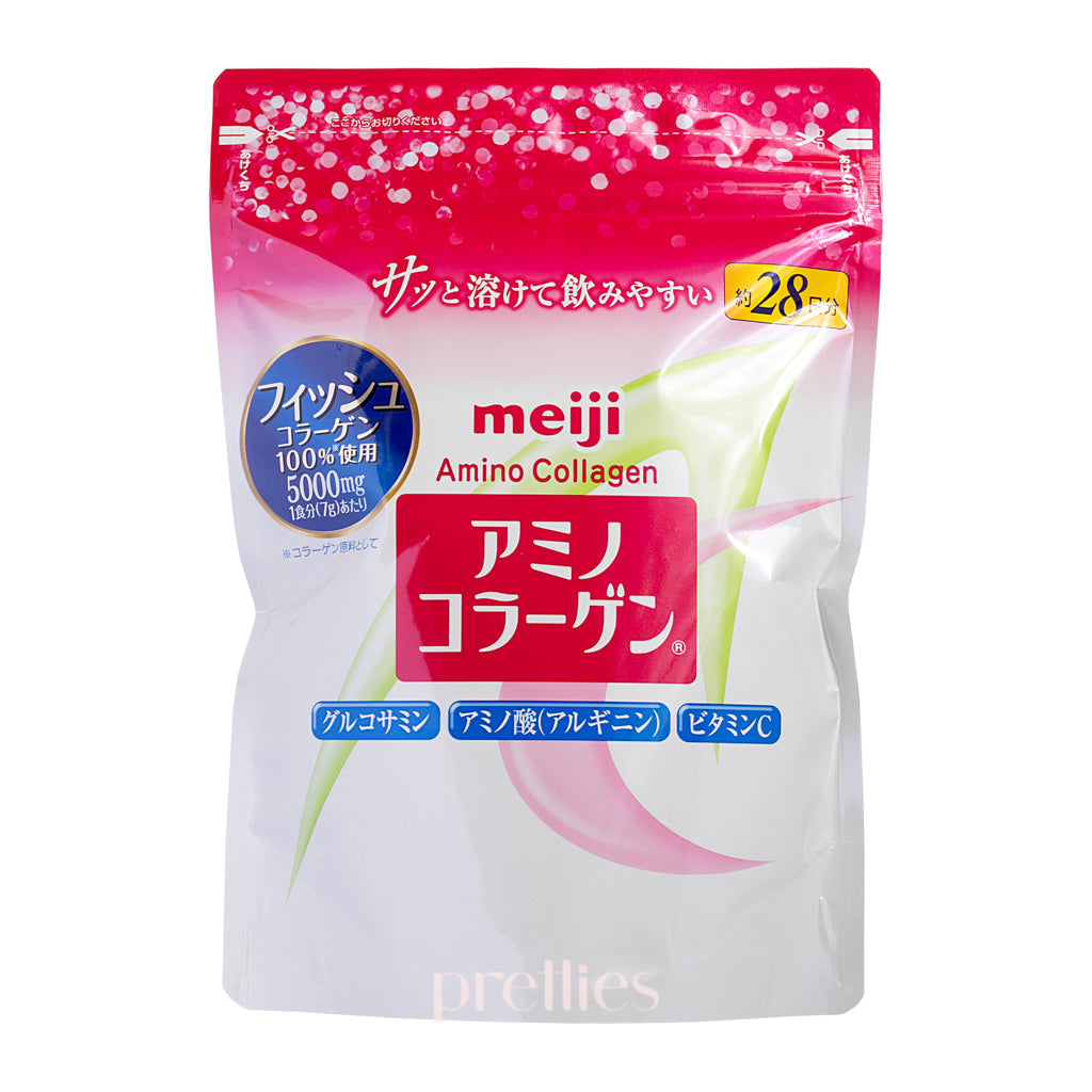 Meiji Amino Collagen Powder 196g - Premium Collagen Supplement for Skin, Hair & Joint Health - Ideal for Daily Beauty Routine & Anti-Aging Support