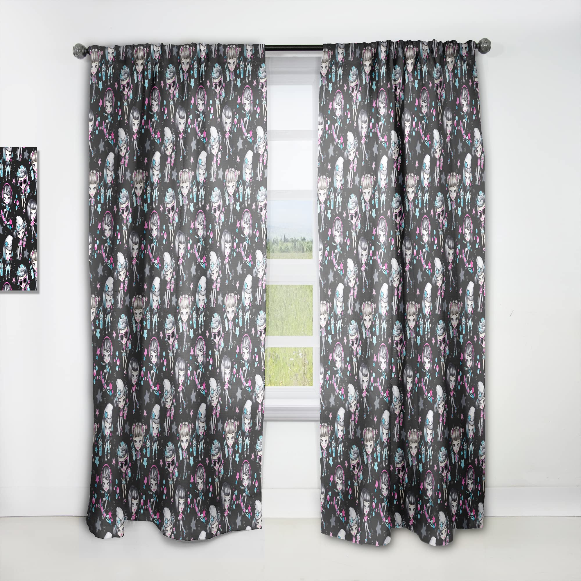 DesignQ Fashion Teen Girls' Glamorous & Sporty Bedroom Curtains - Thermal Insulated Single Panel (52x120 inches) - Perfect for Teen Bedrooms, Dorm Rooms & Playrooms
