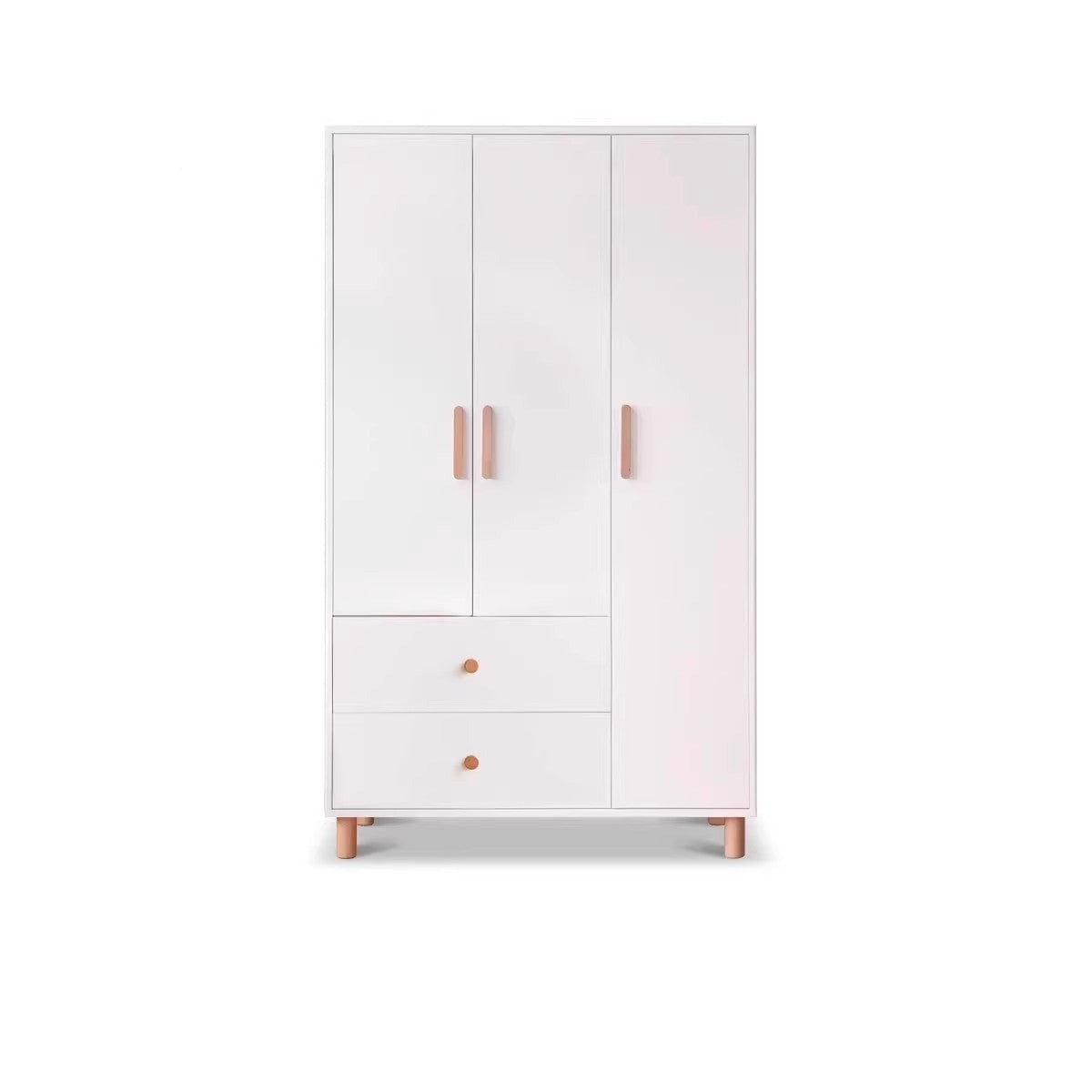 Pine Solid Wood Wardrobe - Cream Style Modern Closet for Bedroom, Living Room & Office Storage