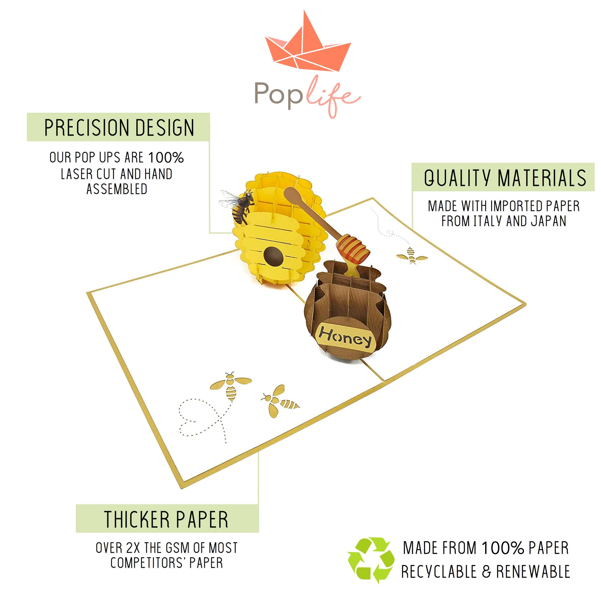 PopLife® Beehive and Honeypot 3D Pop-Up Greeting Card - Perfect for Mother's Day, Anniversary, Birthday Gifts | Thoughtful Present for Wife, Husband, Daughter, Son & Grandkids | Ideal for Romantic Surprises & Family Celebrations