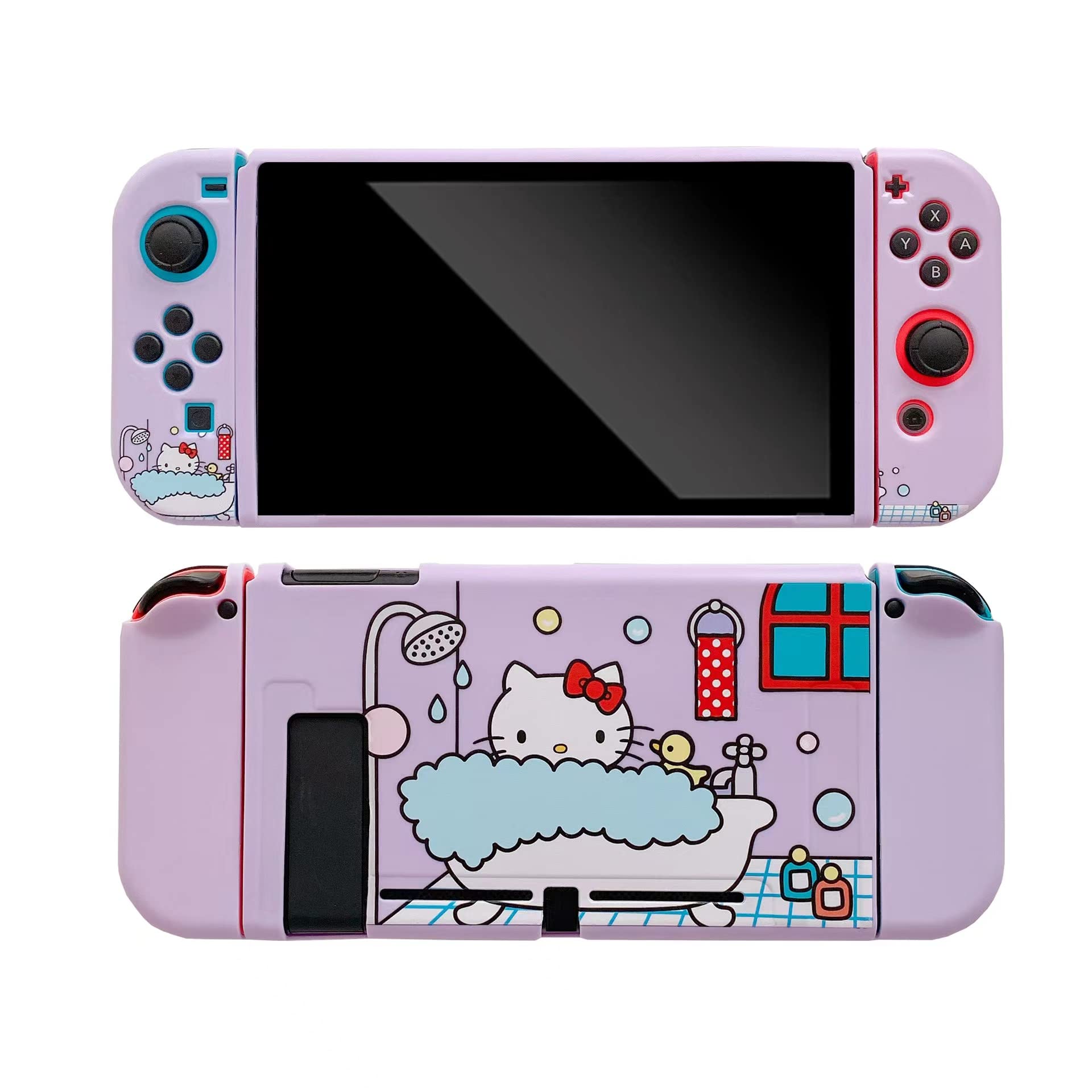 Cute Hello Kitty Nintendo Switch Case - Dockable Soft TPU Cover with Ergonomic Grip for Joycon Controllers | Sparkle Skin Set | Perfect for Gaming, Travel & Collectors