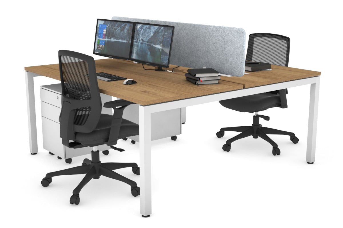 Quadro Square Legs 2 Person Office Workstation Desk - 1200L x 800W with Cable Management Scallop - Perfect for Shared Workspaces & Home Offices