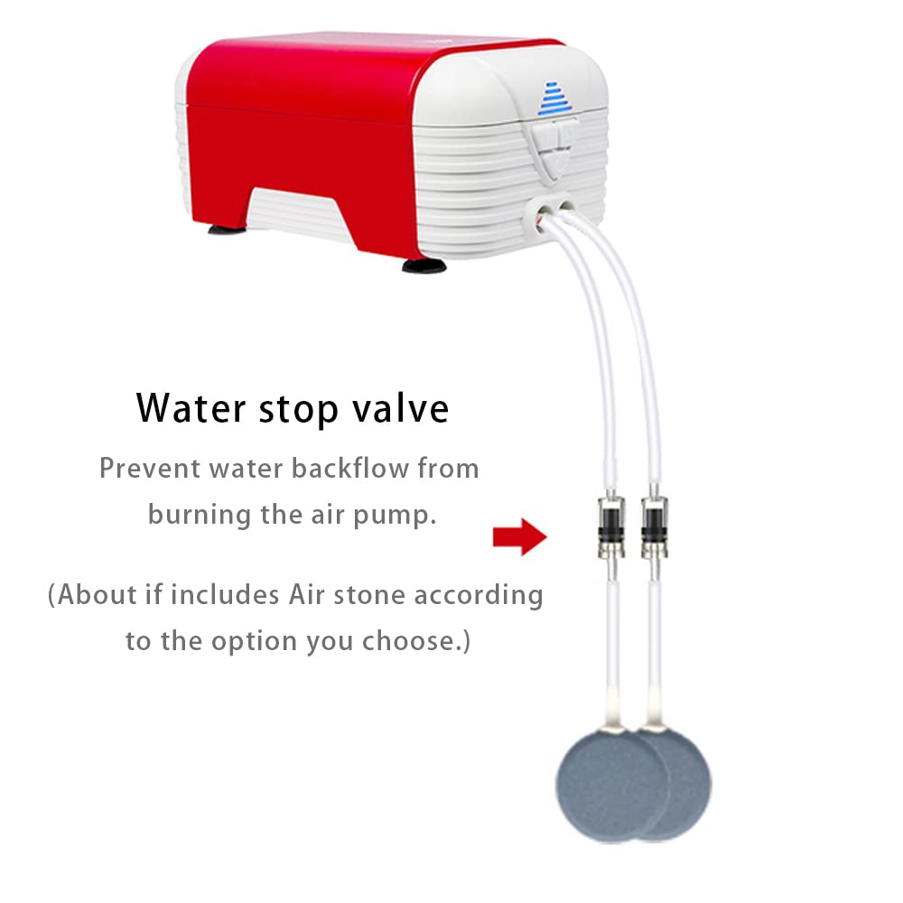 Dual Outlet Aquarium Air Pump AC/DC - Ultra Quiet Oxygen Pump with Adjustable Flow for Fish Tanks - Perfect for Home Aquariums, Fish Breeding & Emergency Power Outages