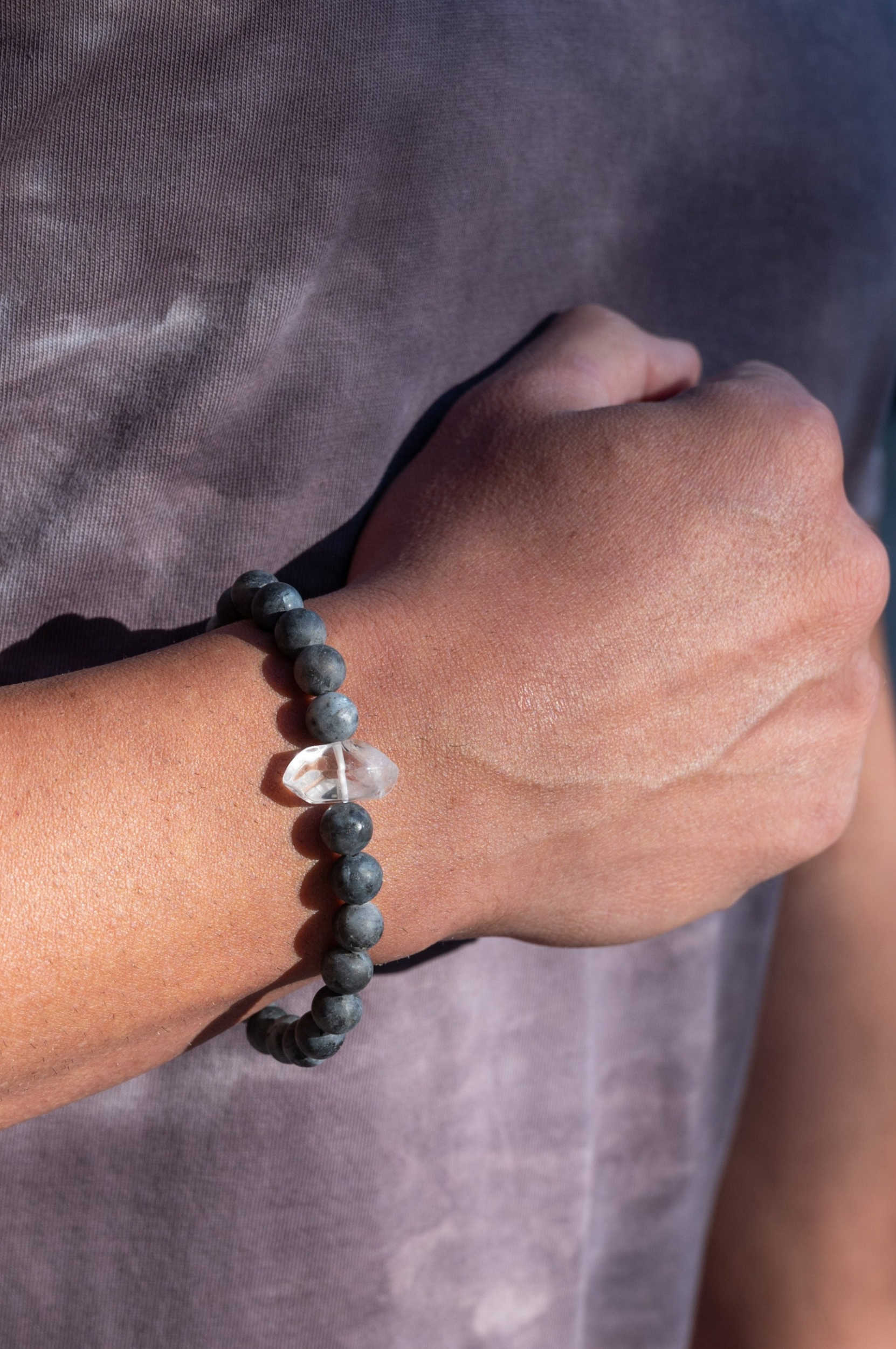 Labradorite Men's Bracelet - Healing Crystal Stone Jewelry for Energy & Protection - Perfect for Meditation, Yoga & Spiritual Gifts