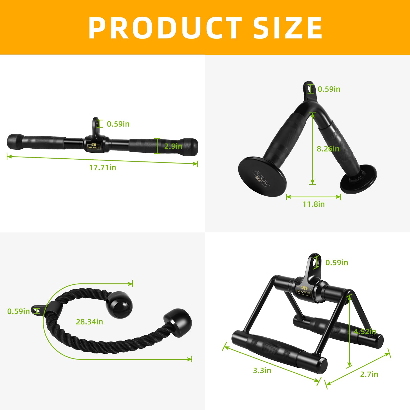 Heavy-Duty LAT Pulldown & Tricep Cable Machine Attachments for Home Gym - Durable Weight Training Accessories - Perfect for Strength Training, Back Workouts & Arm Exercises