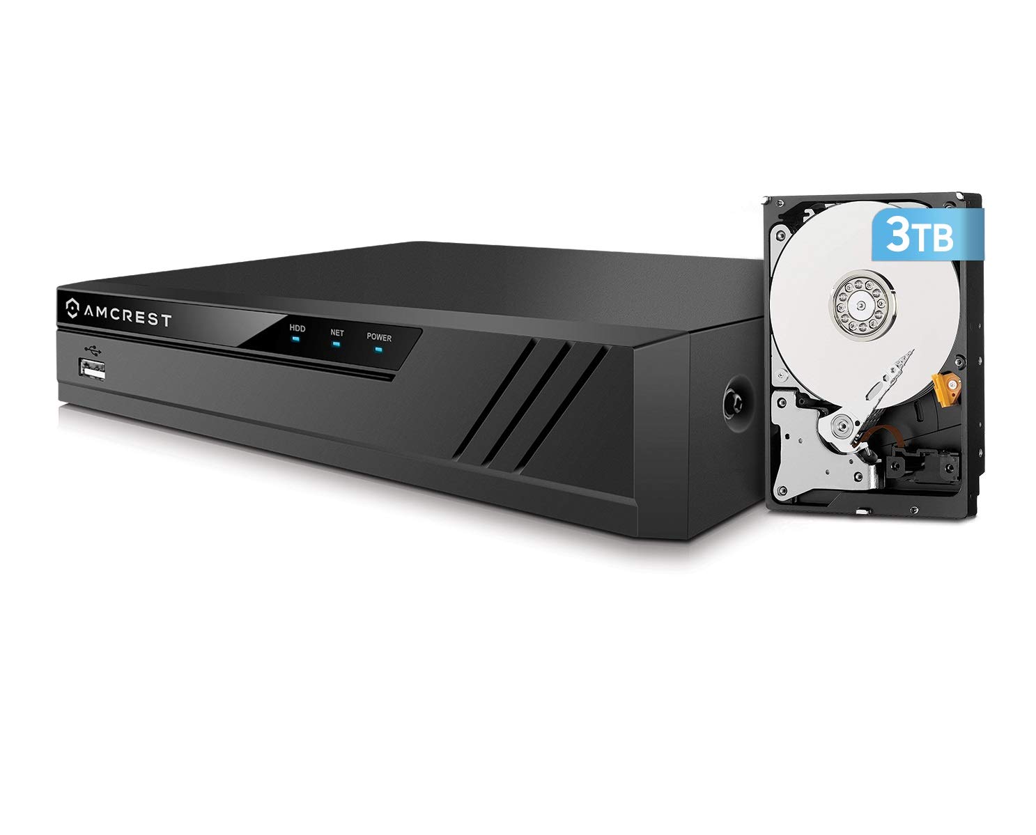 Amcrest 4K 16CH NVR NV4116-3TB Security System - 16 Channel Network Video Recorder with Pre-Installed 3TB HDD, Supports 16x 8MP/4K IP Cameras (1080p/3MP/4MP/5MP/8MP) - Ideal for Home & Business Surveillance