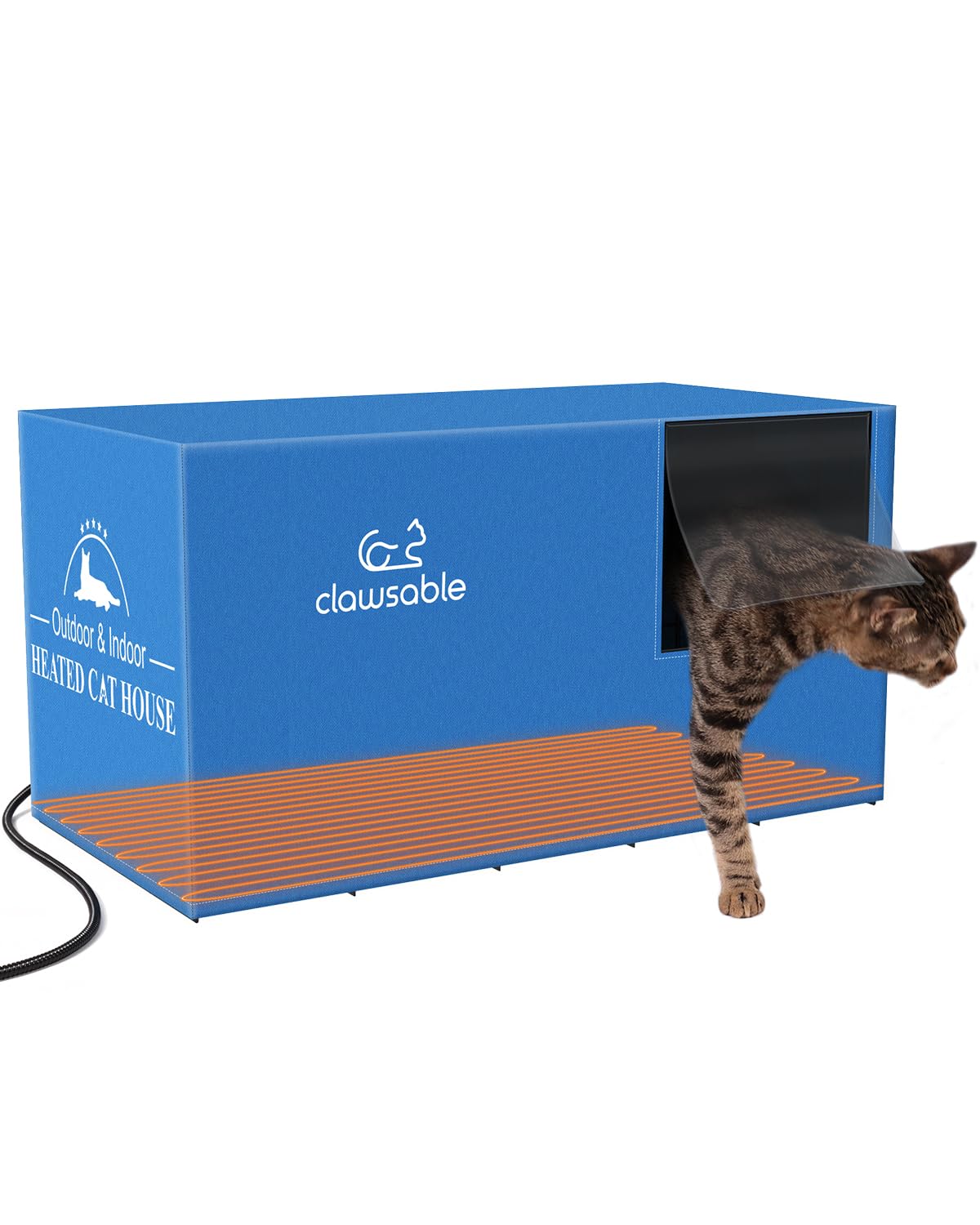 Heated Cat House for Outdoor Cats - Large Weatherproof & Elevated Shelter with Warming Pad - Winter Warm Bed for Feral & Barn Cats (Medium Cube, Nylon) - Perfect for Cold Weather & Outdoor Pet Protection