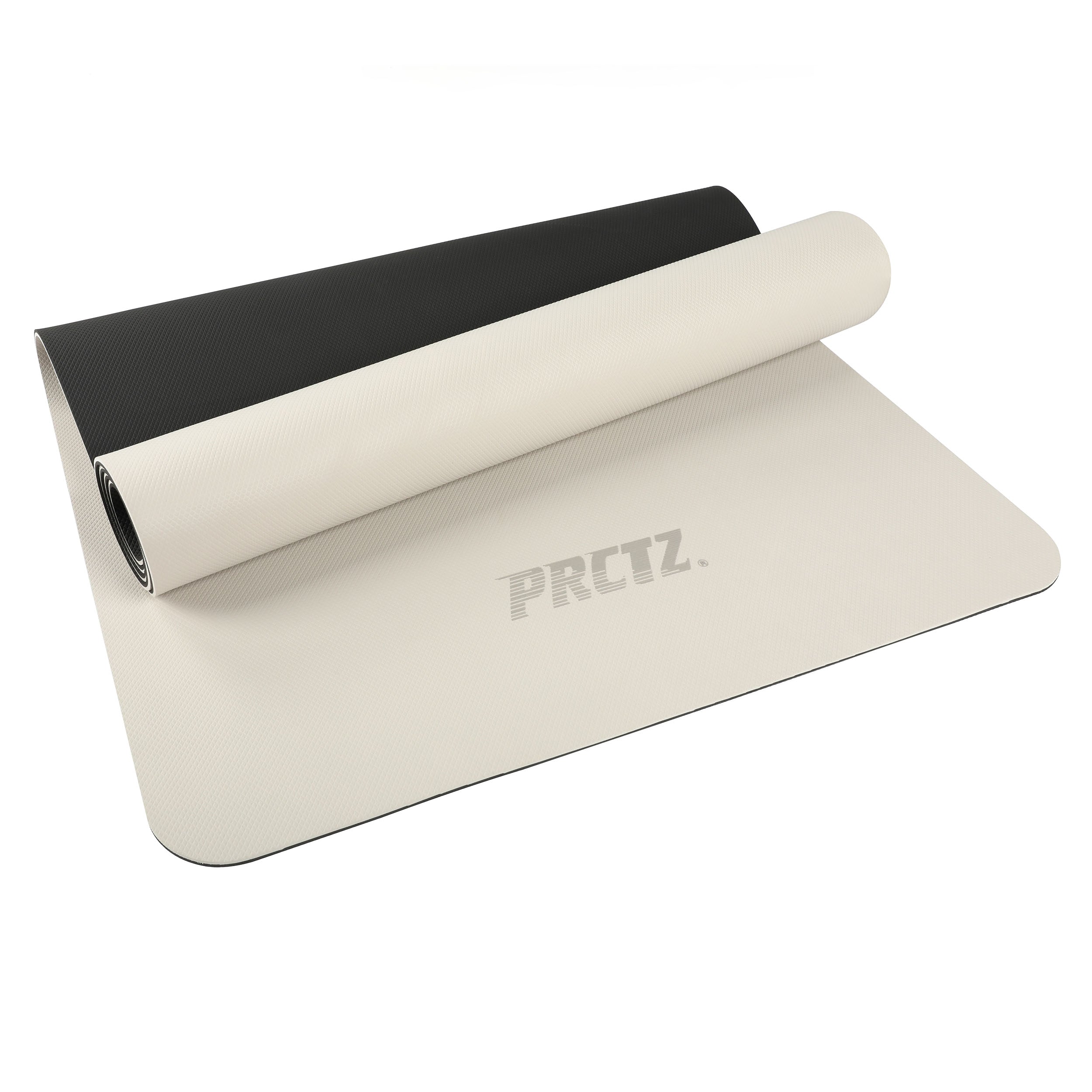 PRCTZ 5mm Thick Non-Slip TPE Yoga Mat for Home Workout, Gym & Fitness - Eco-Friendly Exercise Mat for Pilates, Stretching & Meditation - Off White