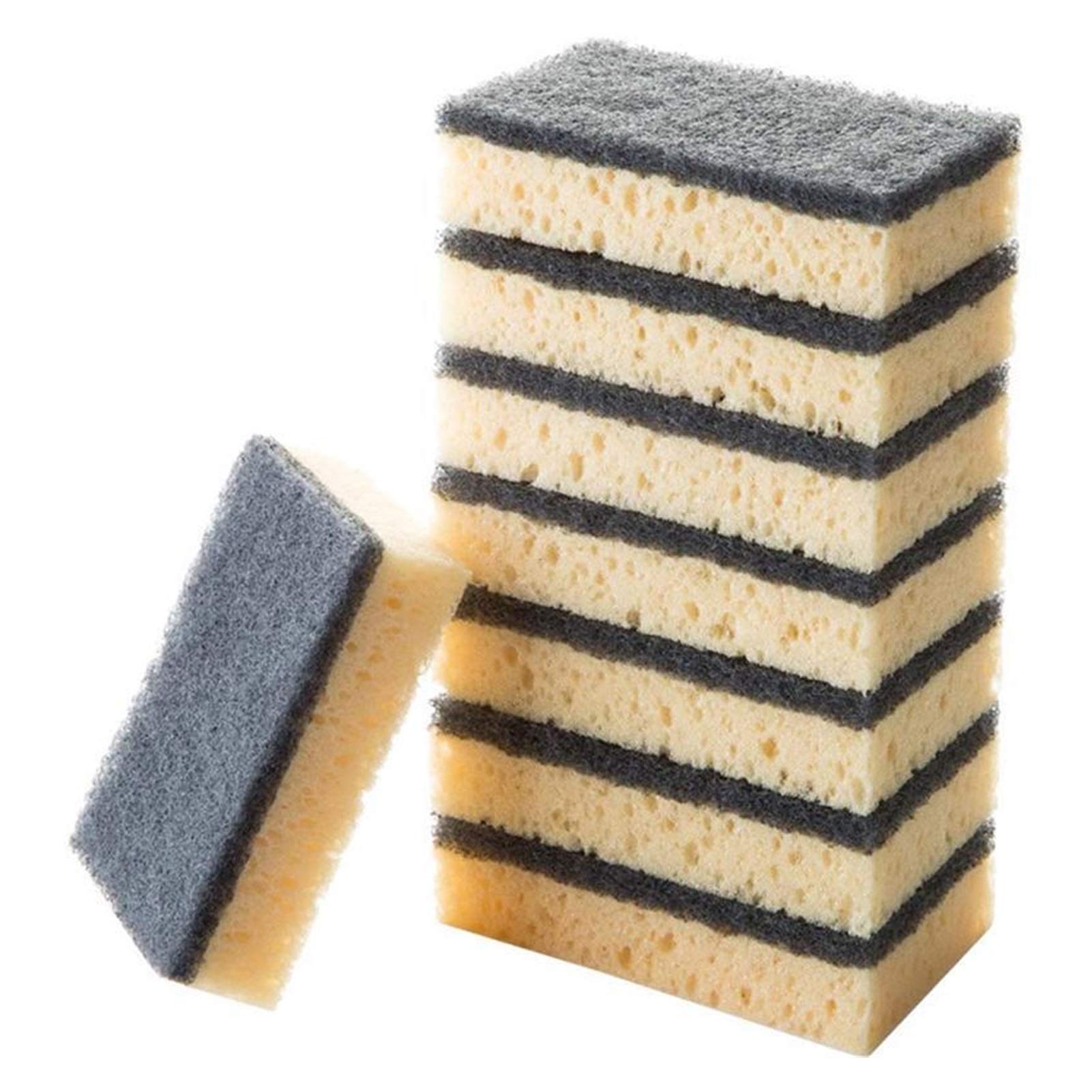 16-Piece Non-Scratch Scouring Pads for Kitchen & Bathroom - Double-Sided Dish Sponges for Pots, Pans & Utensils - Heavy Duty Cleaning Pads (20-Pack, Black) - Perfect for Tough Stains on Cookware, Sinks & Countertops