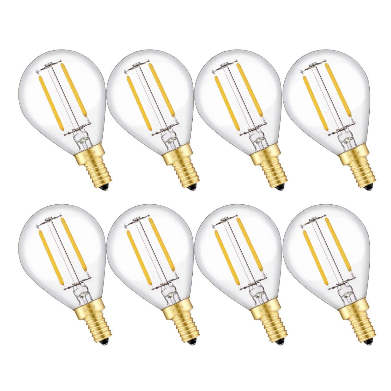CRLight 2W LED Candelabra Bulb - 25W Equivalent Warm White 2700K 250LM - Dimmable E12 Base Vintage Edison Globe Bulb (G14/G45) - Perfect for Chandeliers, Ceiling Fans, Bathroom Vanity & Mirror Lighting - Energy Efficient 8-Pack