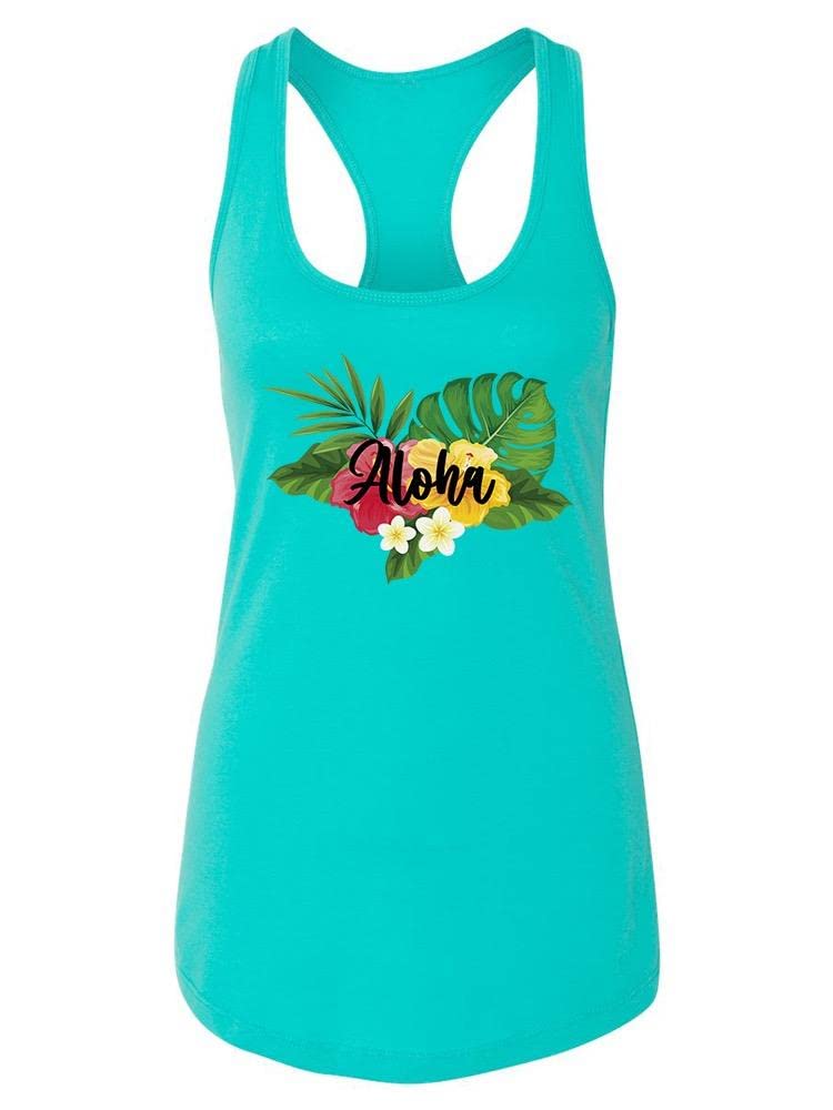 Aloha Leaves Racerback Tank Top for Women | Floral Print Summer Workout Shirt | Yoga, Beach, Casual Wear - SPIdeals Designs
