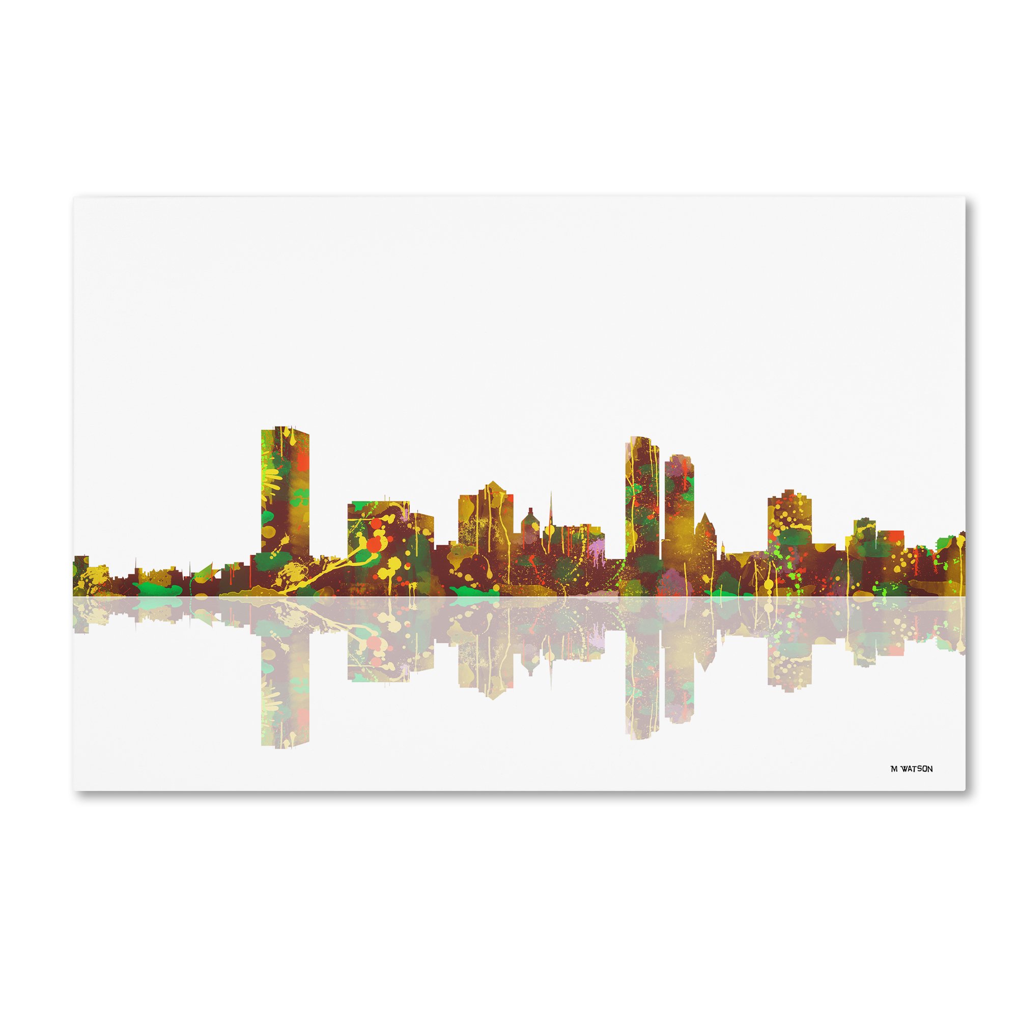 Trademark Fine Art Milwaukee Wisconsin Skyline Print by Marlene Watson - 16x24 Inch Framed Wall Art, Perfect for Home & Office Decor