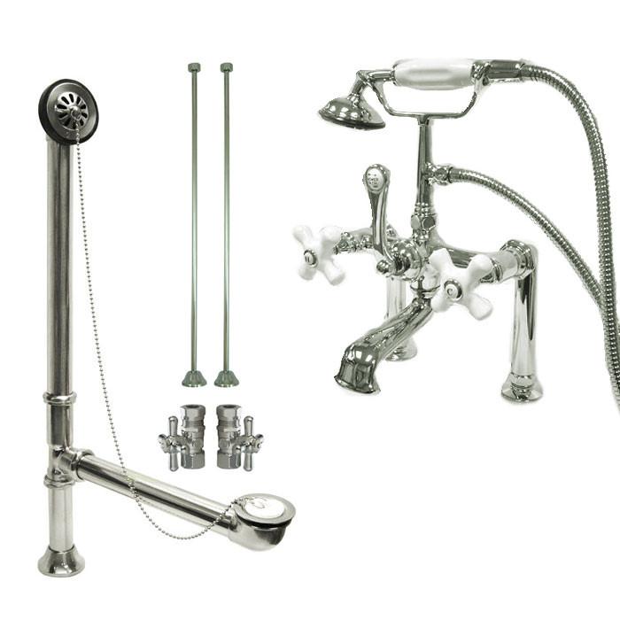 Chrome Deck Mount Clawfoot Bathtub Filler Faucet with Hand Shower Package CC112T1 System - Perfect for Vintage Bathroom Renovations & Spa-Like Shower Experience