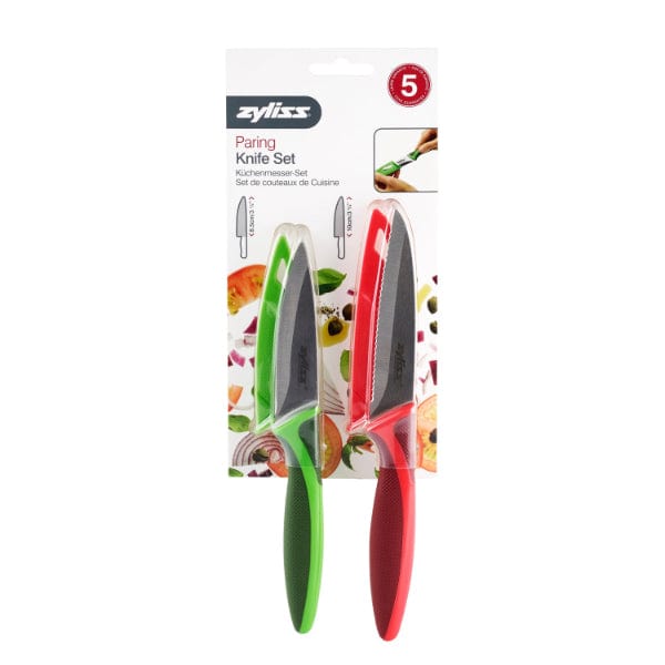 Zyliss Premium Paring Knife Set - 3-Piece Kitchen Knives for Peeling, Slicing & Precision Cutting - Perfect for Fruits, Vegetables & Small Food Prep - Dishwasher Safe & Ergonomic Handle