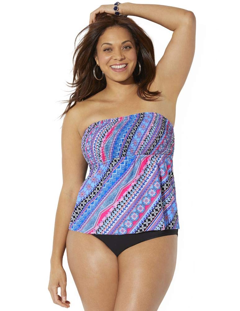 Stylish Smocked Bandeau Tankini Set - Women's Swimwear for Beach & Pool - Perfect for Vacation, Summer Swim, and Water Activities