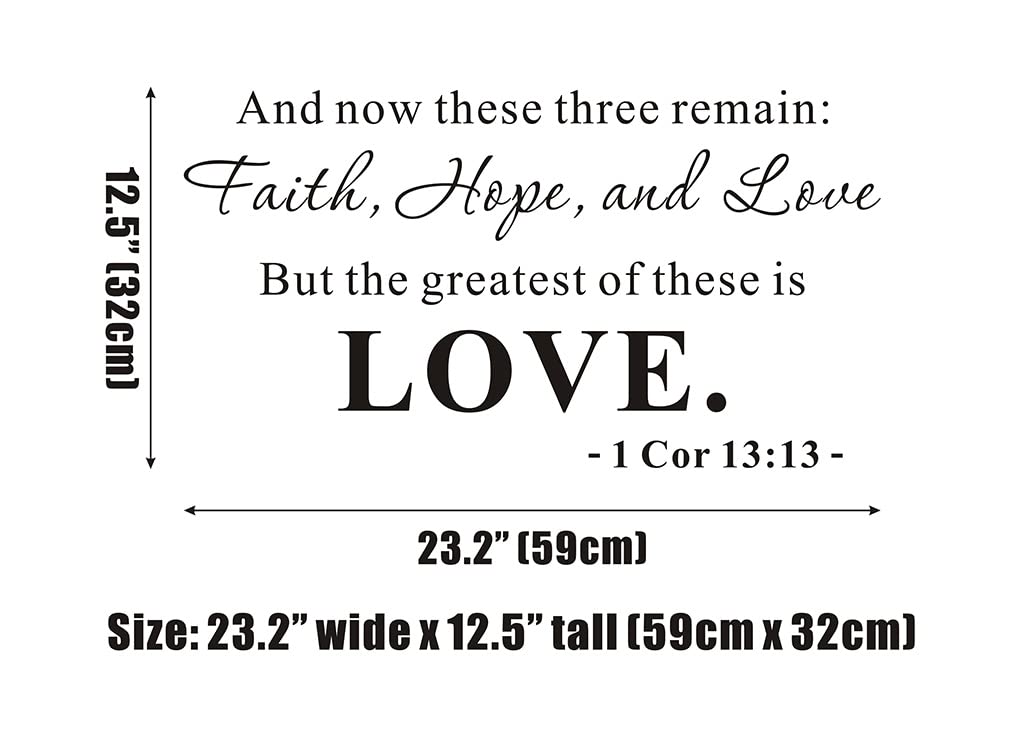 Faith Hope Love Bible Verse Wall Decal - Christian Scripture Quote Removable Vinyl Sticker for Home Decor (23.2