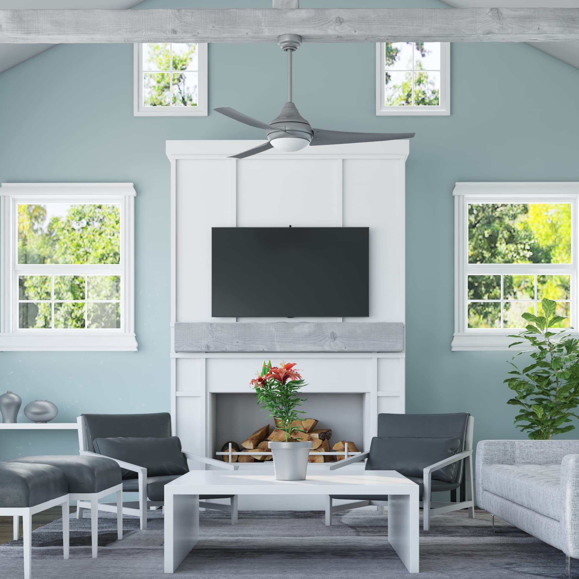 Honeywell Neyo 52 Inch Modern LED Ceiling Fan with Light & Remote Control - High Performance Reversible Motor, Pewter Finish - Perfect for Living Room, Bedroom & Office Spaces