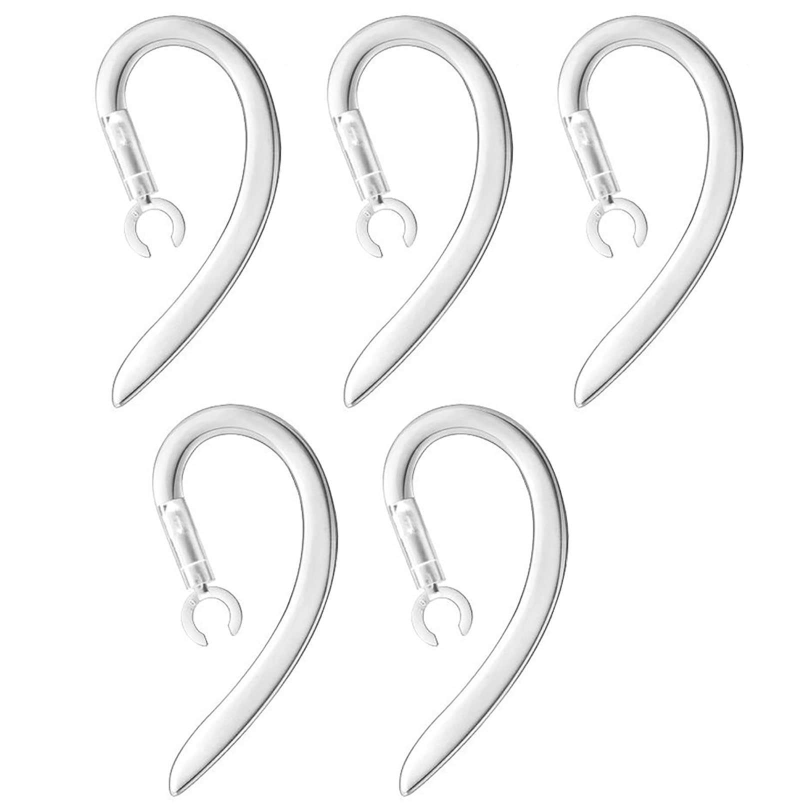 360° Rotatable Soft Silicone Ear Hooks for Bluetooth Headsets - 5Pcs Universal Anti-Slip Sports Clips (6mm, Transparent) - Perfect for Running, Gym Workouts & Outdoor Activities