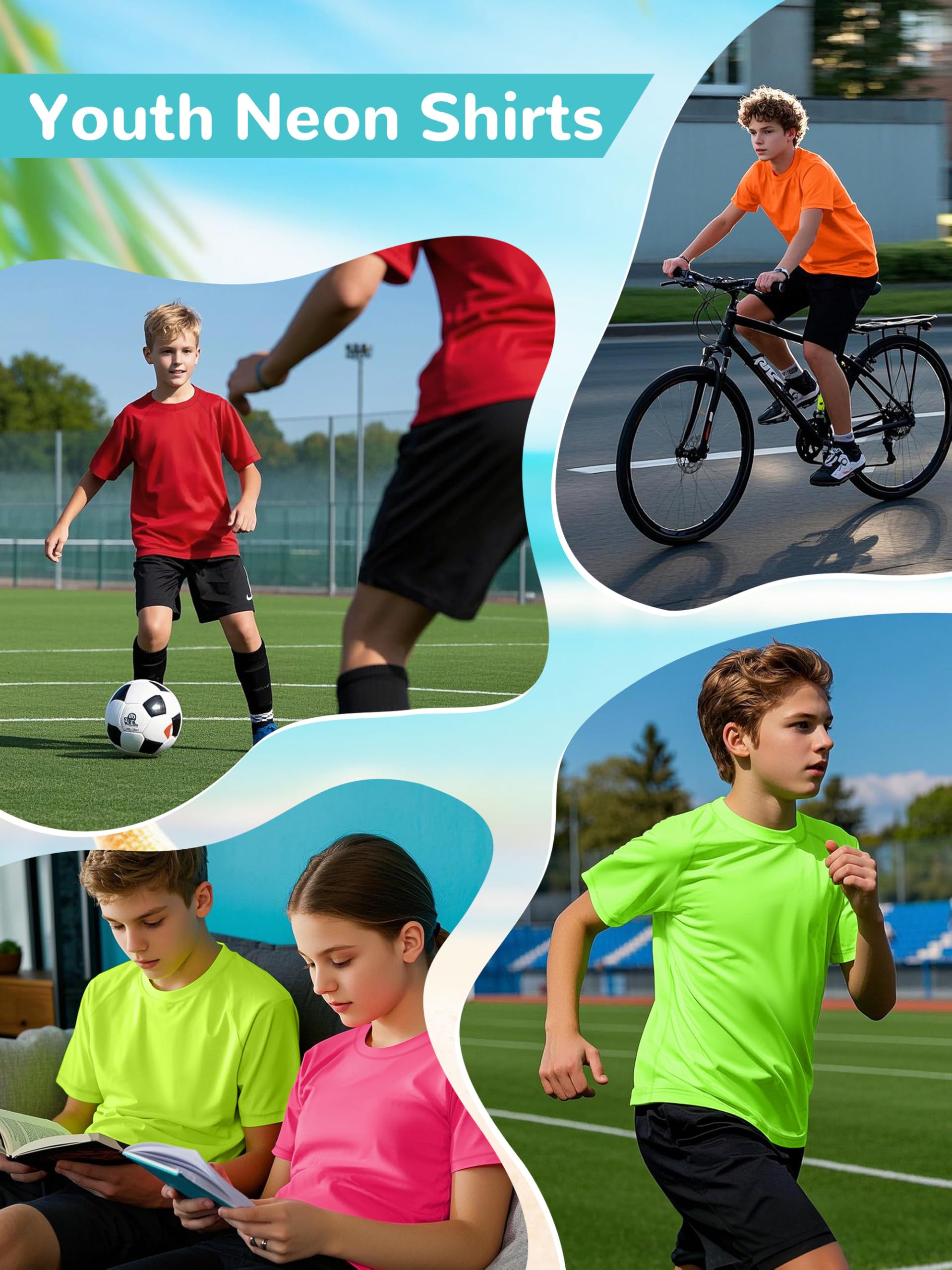 4 Pack Boys' Rash Guard Shirts - SPF 50+ UV Sun Protection, Quick Dry Long Sleeve Swim Shirts for Youth & Kids - Perfect for Beach, Pool & Water Sports