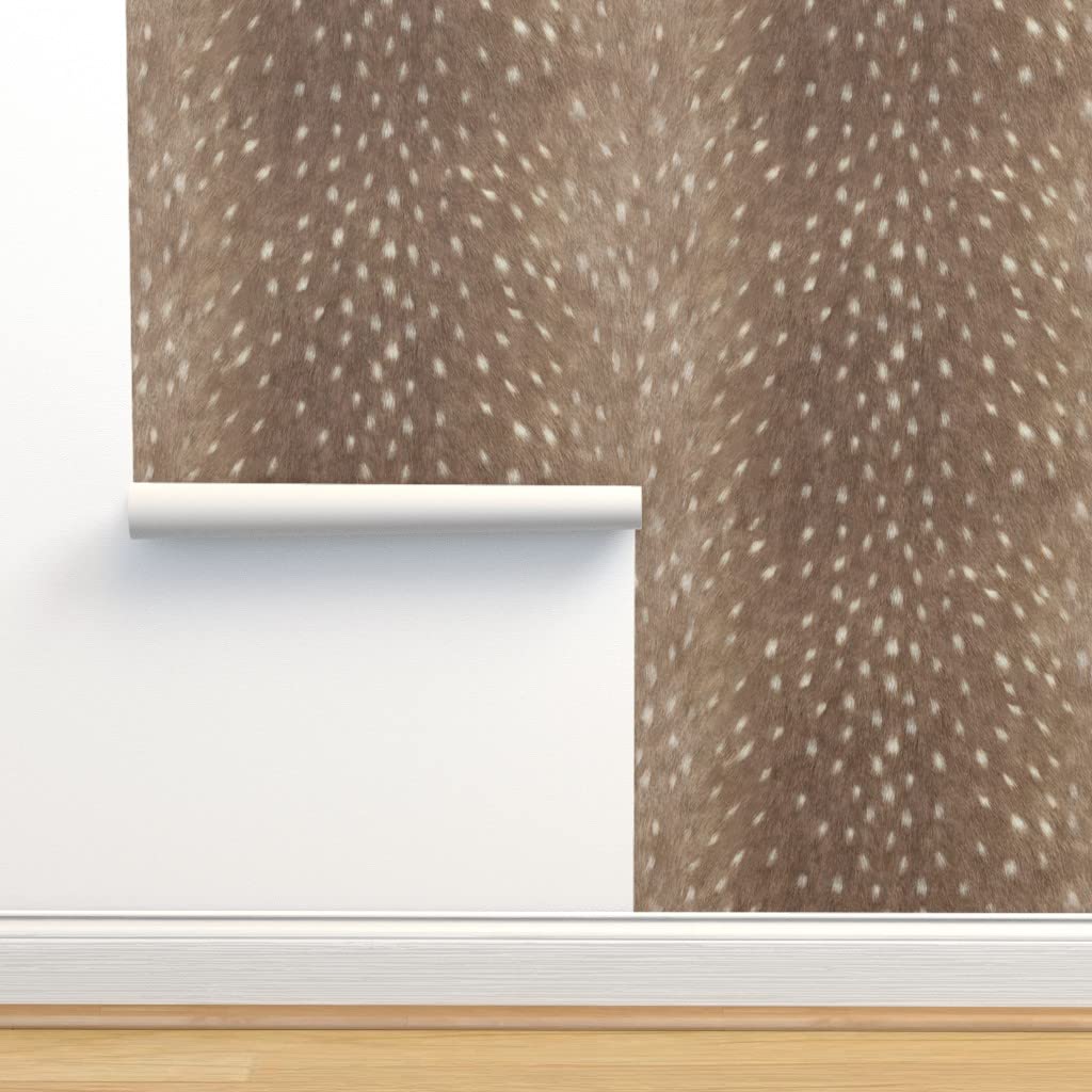 Peel & Stick Wallpaper 9ft x 2ft - Soft Deer Hide Taupe Skin Woodland Pattern, Removable Self-Adhesive Wallpaper for Bedroom, Nursery, Living Room Decoration