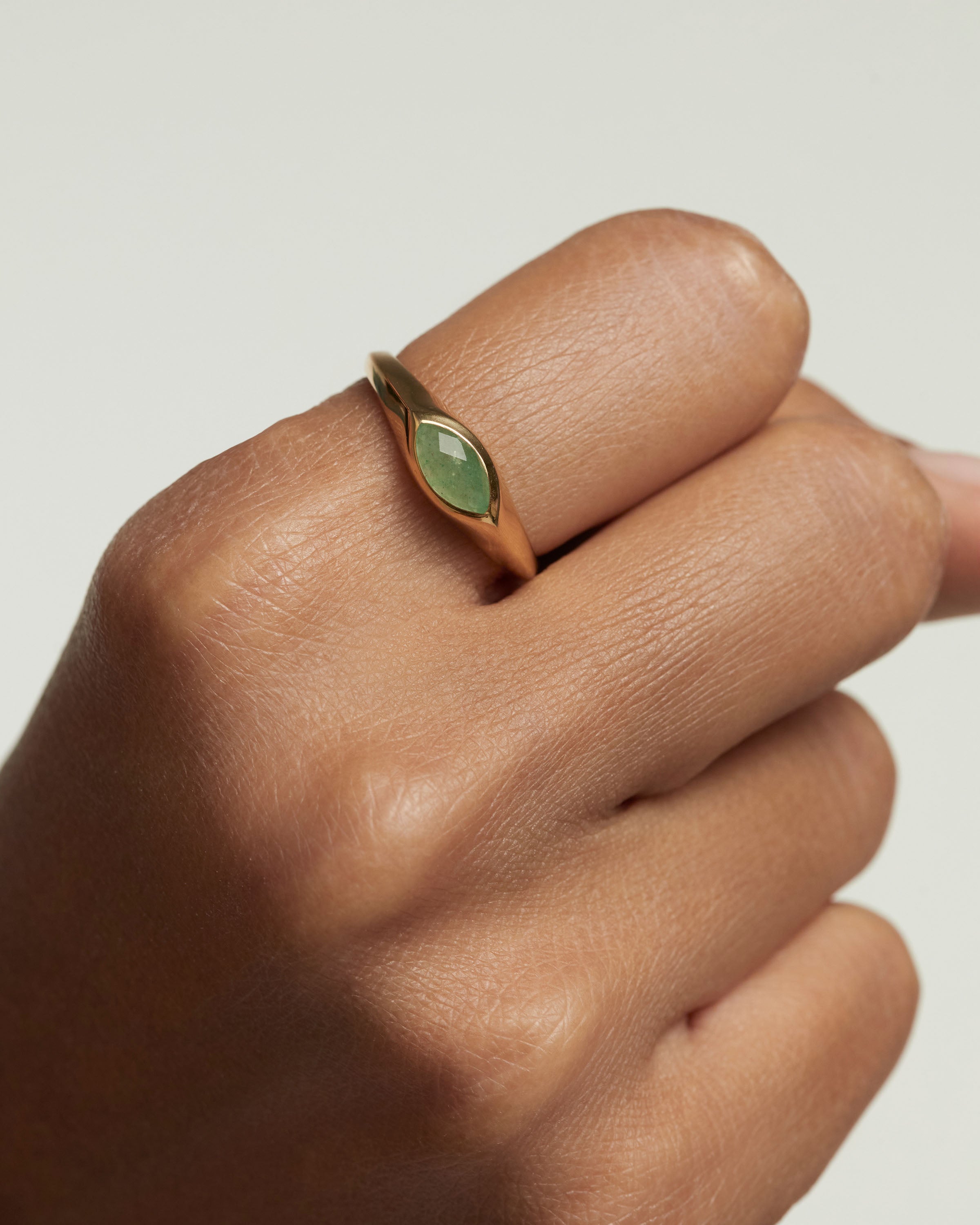 Green Aventurine Nomad Stamp Ring for Women - Handmade Boho Jewelry for Travelers & Nature Lovers | Perfect for Yoga, Meditation & Spiritual Healing