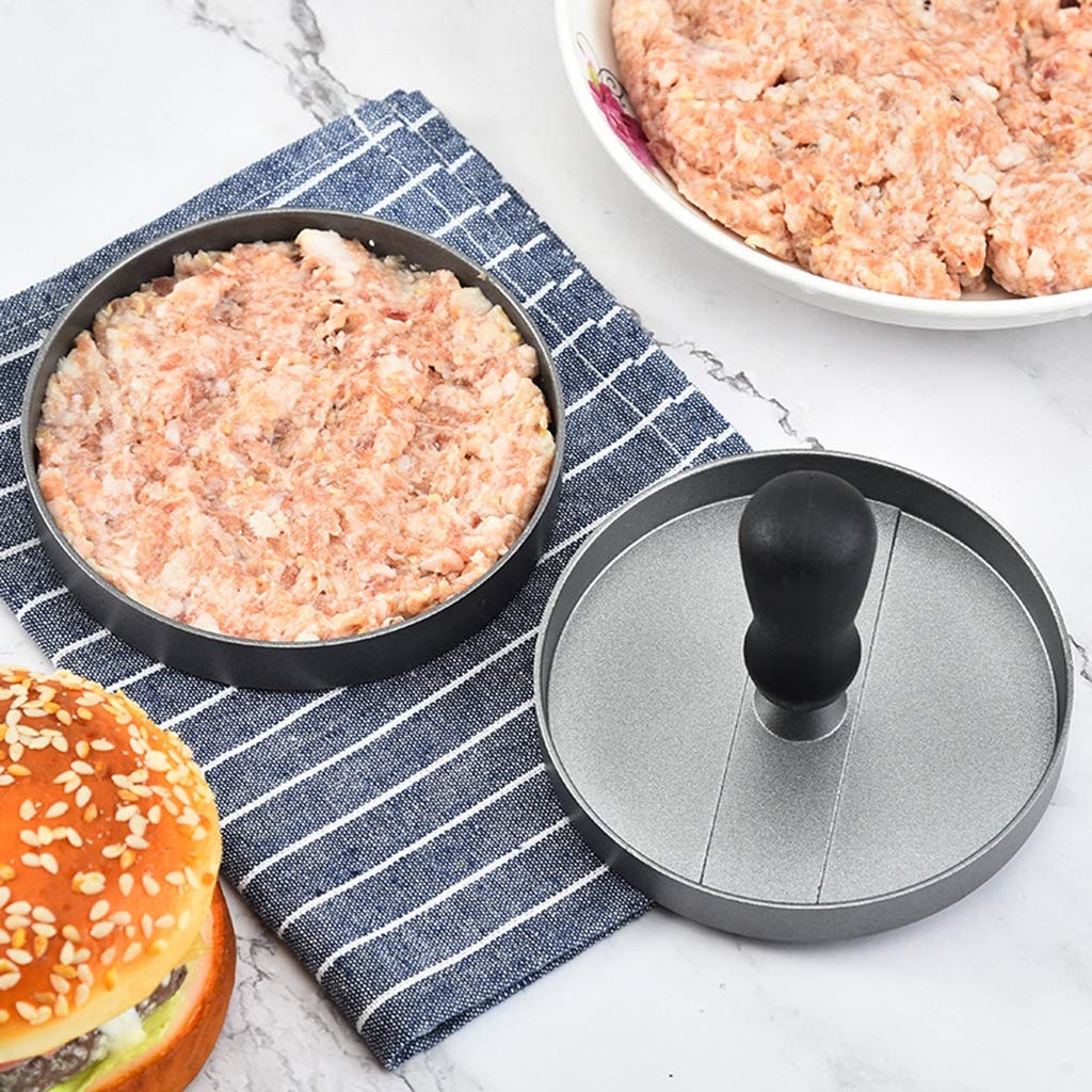 2 Pack Hamburger Press - Aluminum Patty Maker Mold with Non-Stick Surface & Detachable Handle | Includes 80 Wax Papers | Perfect for BBQ Grill, Backyard Cookouts, and Restaurant Burger Making