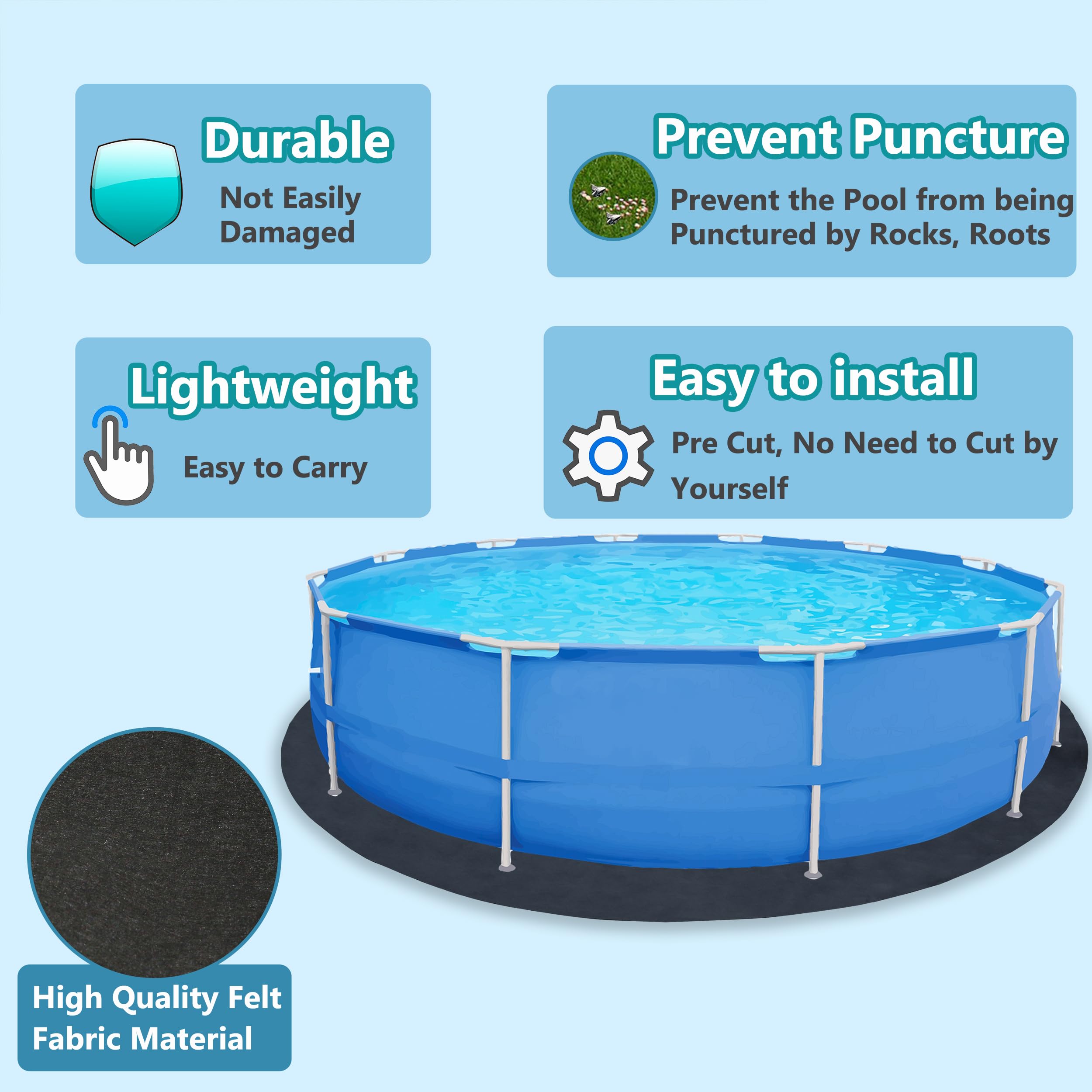 Ogrmar 12FT Round Pool Liner Pad - Durable Above Ground Swimming Pool Liner Protector to Prevent Punctures, Extend Pool Life - Perfect for Backyard, Inflatable Hot Tubs & Summer Water Fun