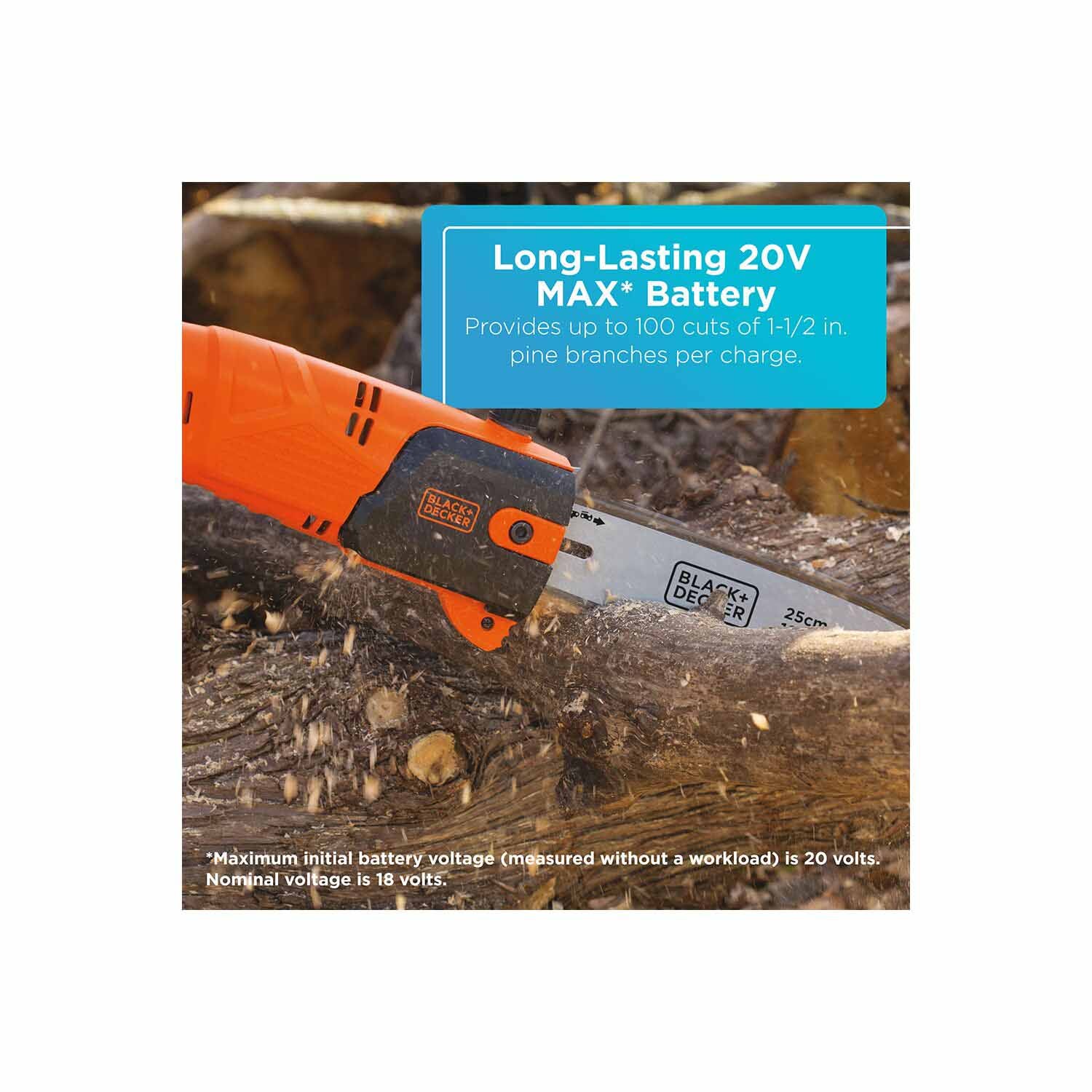 Black & Decker LPP120 20V Lithium-Ion Cordless Pole Saw - 8 Inch Cutting Bar, Lightweight & Powerful for Tree Trimming, Pruning & Landscaping - Perfect for Homeowners & Professional Gardeners