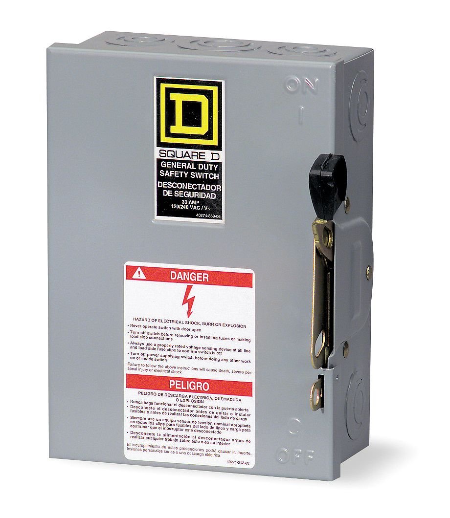 Square D D222N 60 Amp 240V AC Single Throw Safety Switch 2 Pole - Heavy Duty Electrical Disconnect for HVAC, Water Heaters & Industrial Equipment