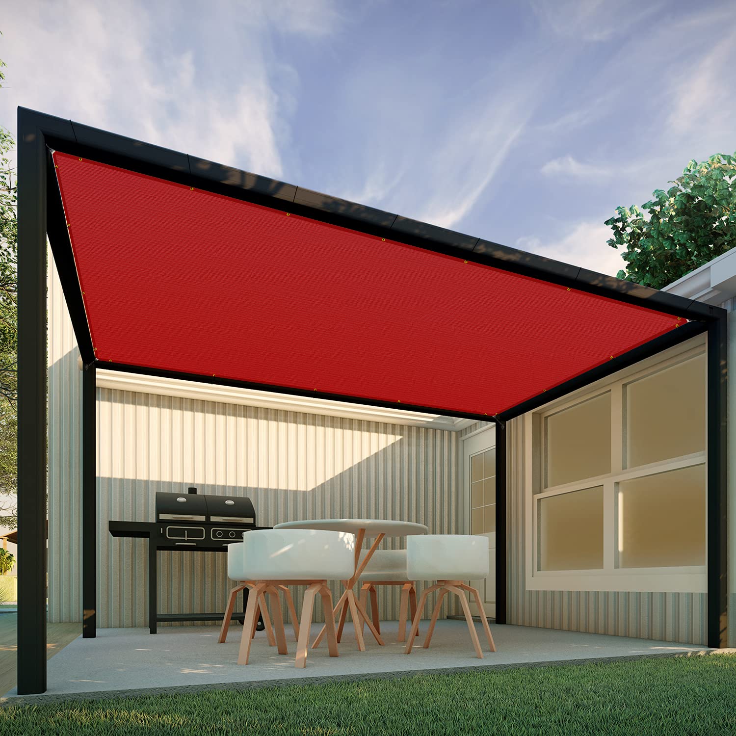 21'x24' UV Block Sun Shade Cloth with Grommets - Rectangle Shade Sail Canopy for Patio, Pergola & Backyard - Durable Outdoor Sun Protection Cover for Deck, Pool & Garden Activities (Red)