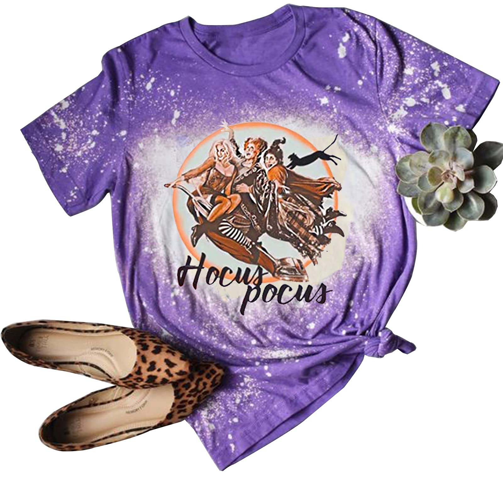 Women's Hocus Pocus Halloween Tie Dye T-Shirt | Sanderson Sisters Witch Movie Tee | Fall & Halloween Party Outfit | Perfect for Costume Parties, Trick or Treating & Witch-Themed Events