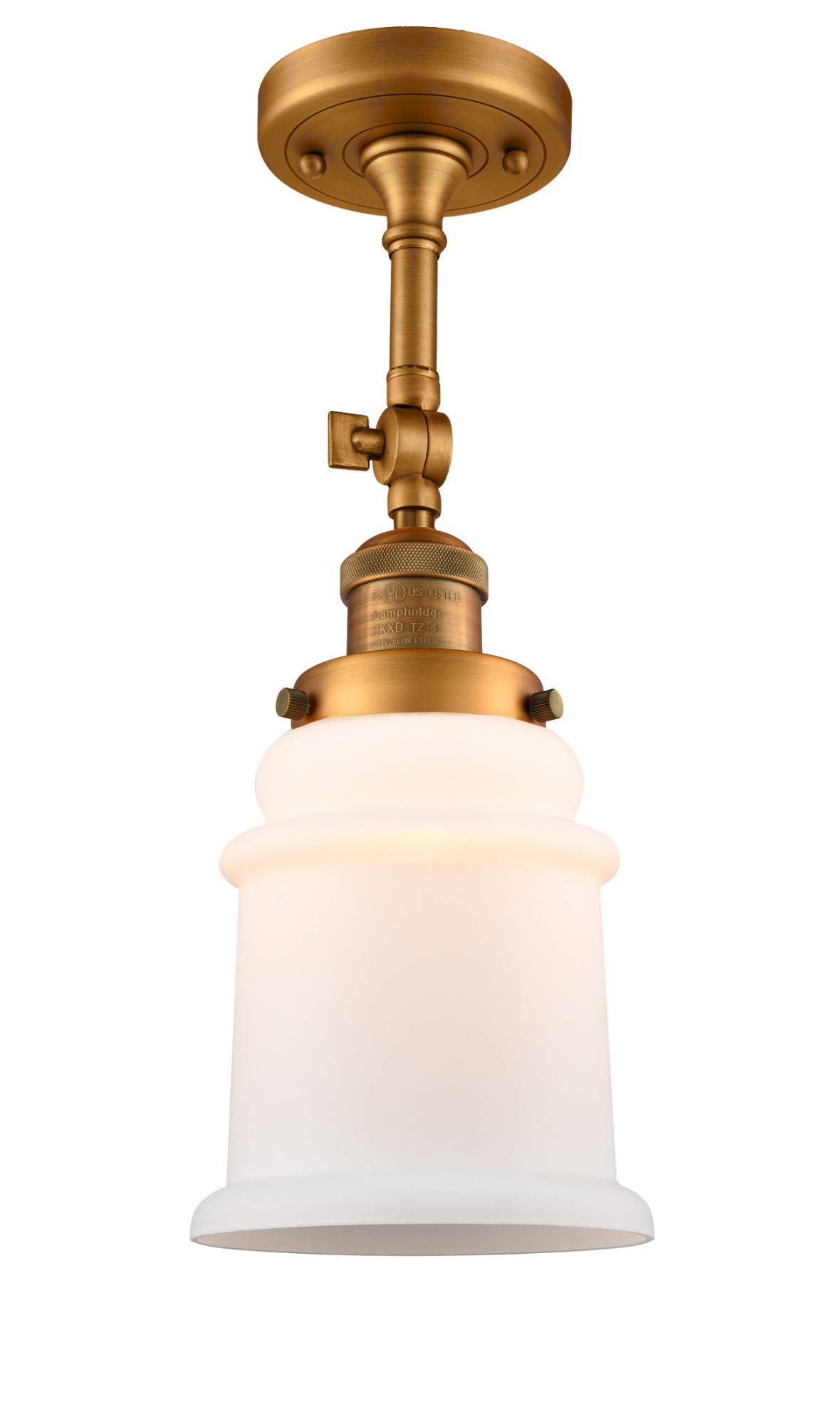 Innovations 201F-BB-G181 1-Light Semi-Flush Mount Ceiling Light Fixture in Brushed Brass Finish - Perfect for Bedroom, Hallway, and Entryway Lighting