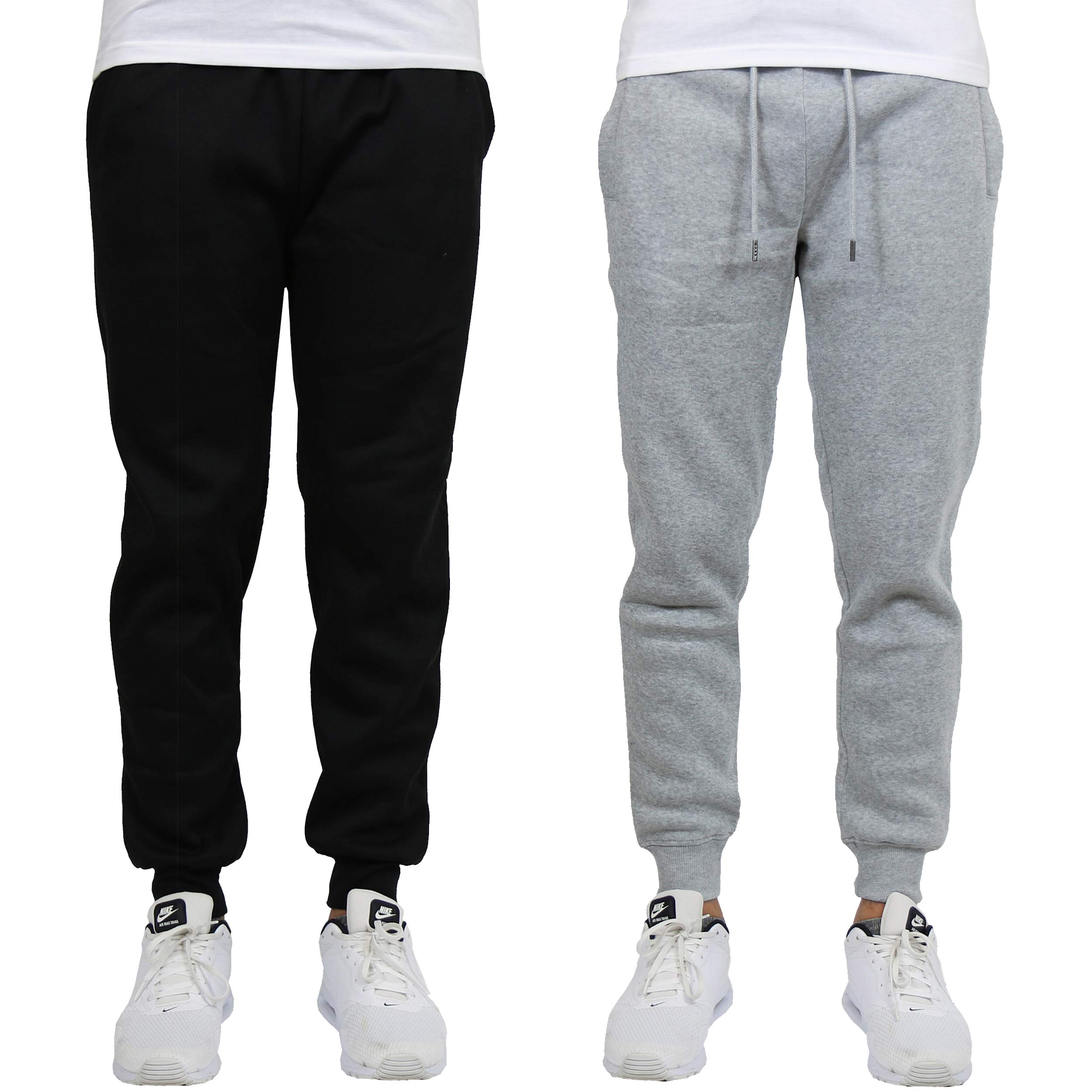Harvic Men's Fleece Jogger Sweatpants 2-Pack - Soft Comfortable Lounge Pants for Casual Wear, Workout & Home Relaxation