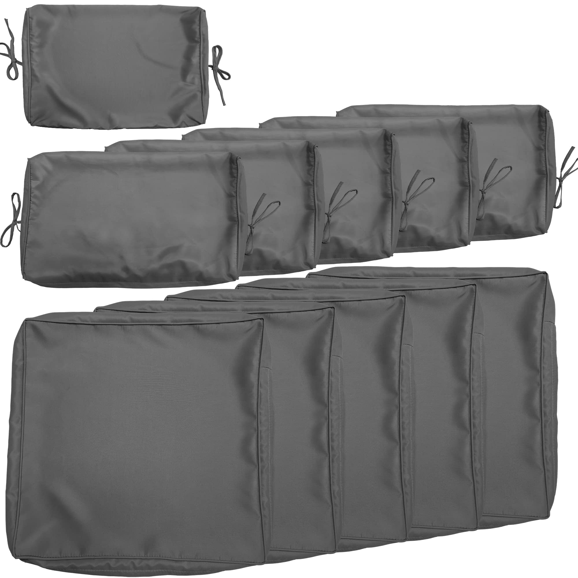 **Outdoor Patio Cushion Cover Replacement Set - 5 Seat Covers & 6 Backrest Pillow Covers, Waterproof & UV-Resistant, Zipper Design for Patio Furniture, Sofa, Couch (Grey) - Perfect for Backyard, Deck, Poolside & Garden**