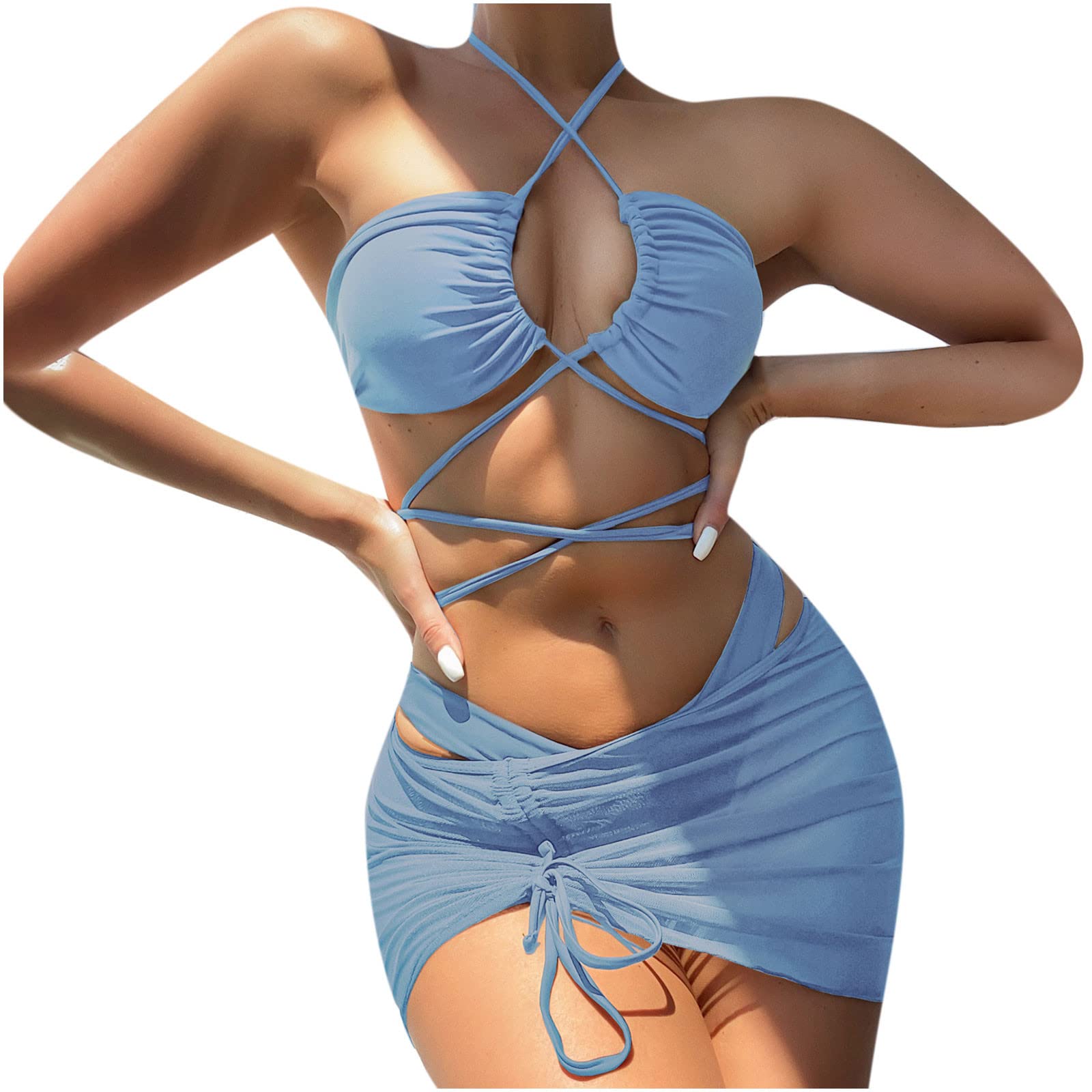Homlpope Women's High Waisted Bikini Set - Sexy Two Piece Swimwear with High Cut Triangle Top & Slit Shorts | Perfect for Beach Vacation, Pool Party & Summer Fashion