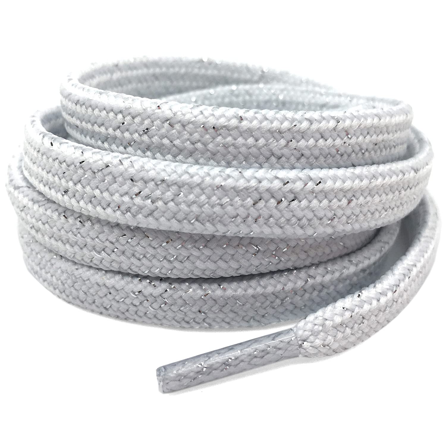 Premium DELELE Thick Flat Shoelaces - Gold & Silver Silk Woven Shoe Laces (2 Pairs) for Dress Shoes, Loafers & Formal Footwear - Elegant & Durable Lace Upgrade