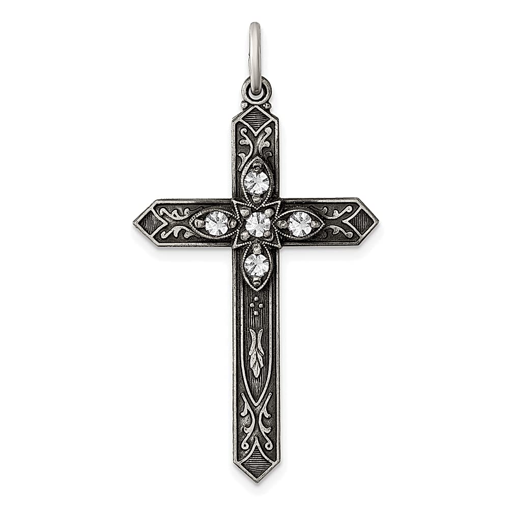 925 Sterling Silver April Birthstone Cross Pendant Necklace for Women - Glass Crystal Charm Religious Jewelry Gift for Her - Perfect for Easter, Baptism & Special Occasions