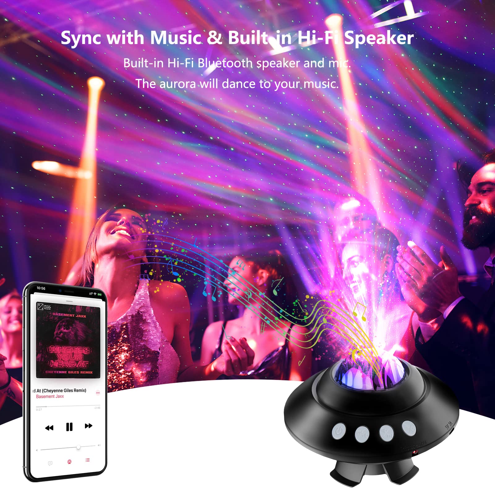 Galaxy Projector Star Light with Bluetooth Speaker & Remote Control - Star Projector Night Light for Bedroom, Kids Room, Meditation & Relaxation with Timer & Aurora Effects