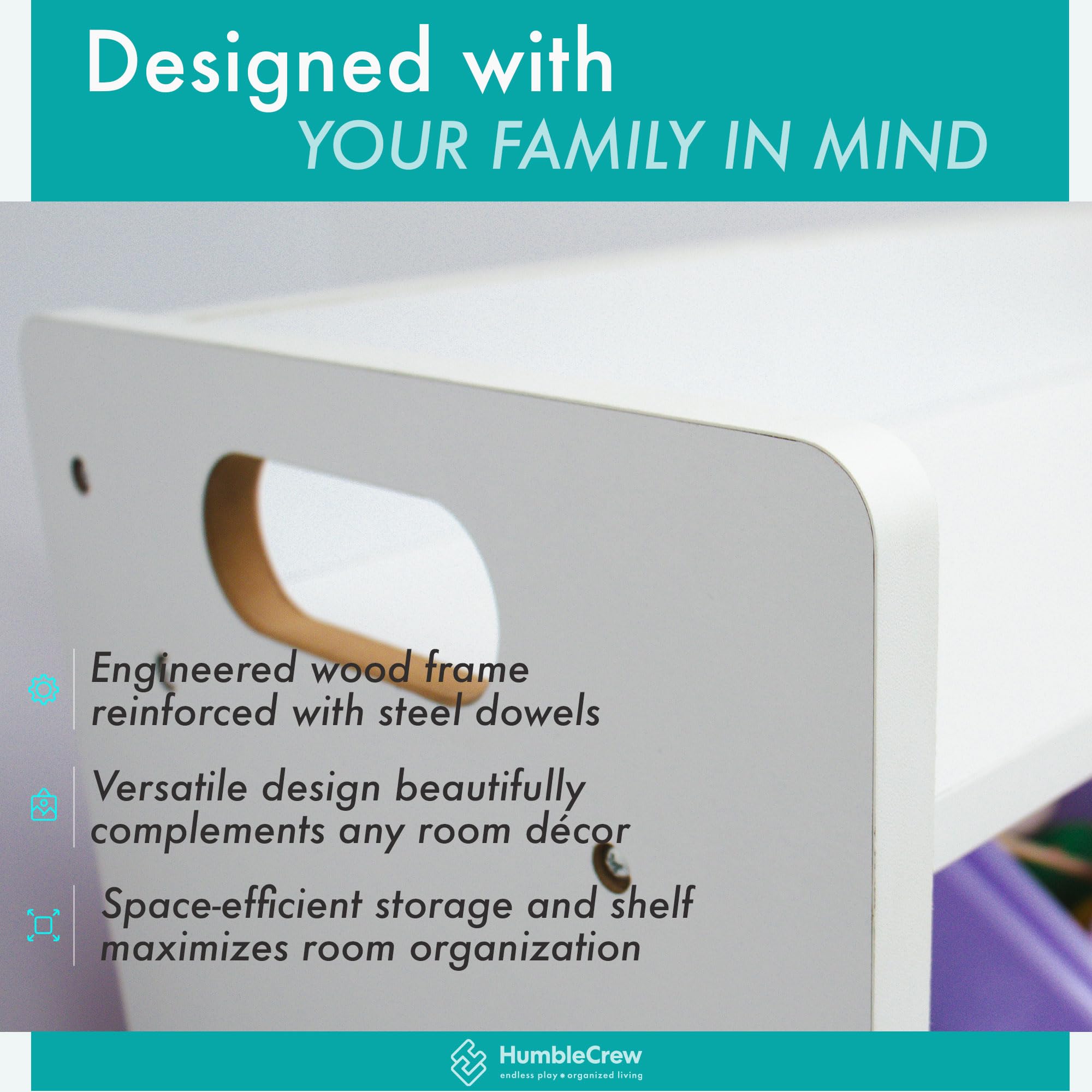 Humble Crew Kids Toy Storage Organizer with Top Shelf & 9 Removable Bins - White/Pink/Purple/Aqua - Modern Toddler Bookshelf & Toy Rack for Bedrooms, Playrooms, Daycare - Perfect for Organizing Toys, Books, Stuffed Animals & Kids' Room Decor