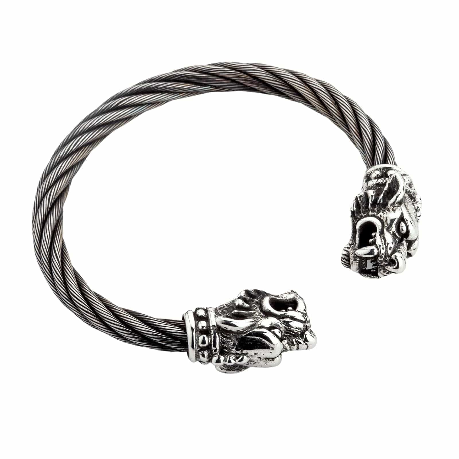 Handcrafted Woven Tiger Head Sterling Silver Biker Cuff Bracelet for Men - Punk Rock Jewelry, Motorcycle Accessories, Gothic Fashion Statement