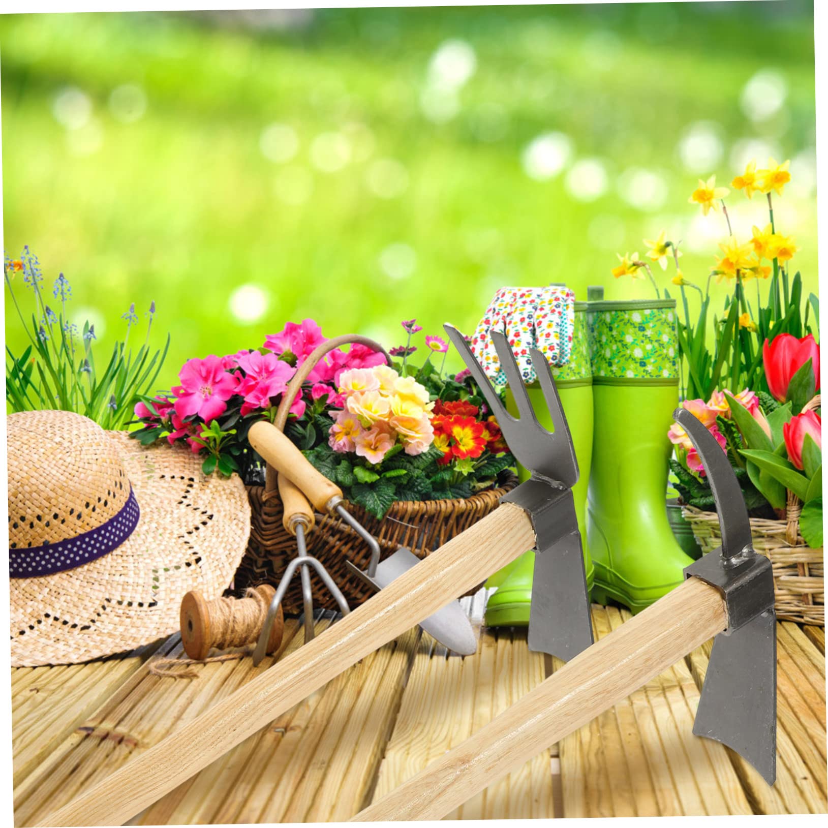 2 Pack Heavy Duty Garden Hoes - Ergonomic Handle Weeding & Soil Cultivation Tools for Outdoor Gardening, Landscaping, and Yard Work