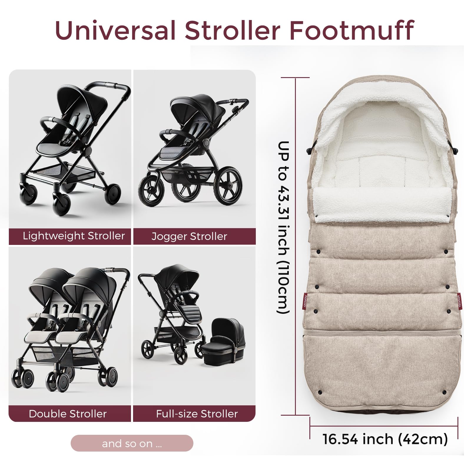 Momcozy Universal Weather-Proof Stroller Footmuff - Warm Extendable Winter Bunting Bag with Adjustable Buckle | Perfect for Cold Weather Strolls, Baby Carrier Protection & Outdoor Adventures