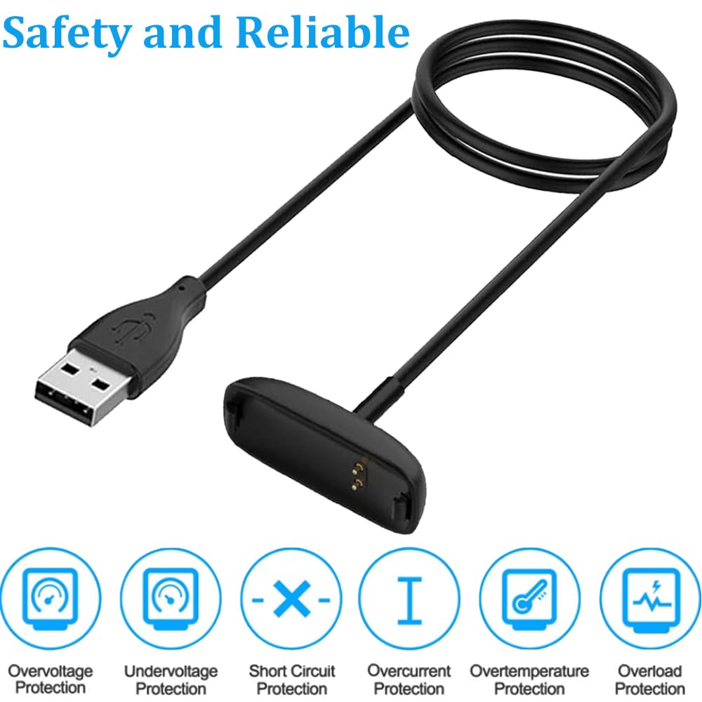 Fitbit Inspire 2 & Ace 3 Charger - Replacement USB Charging Cable Dock (3.3ft/100cm, 2-Pack) for Fitness Trackers | Perfect for Home, Office & Travel Use