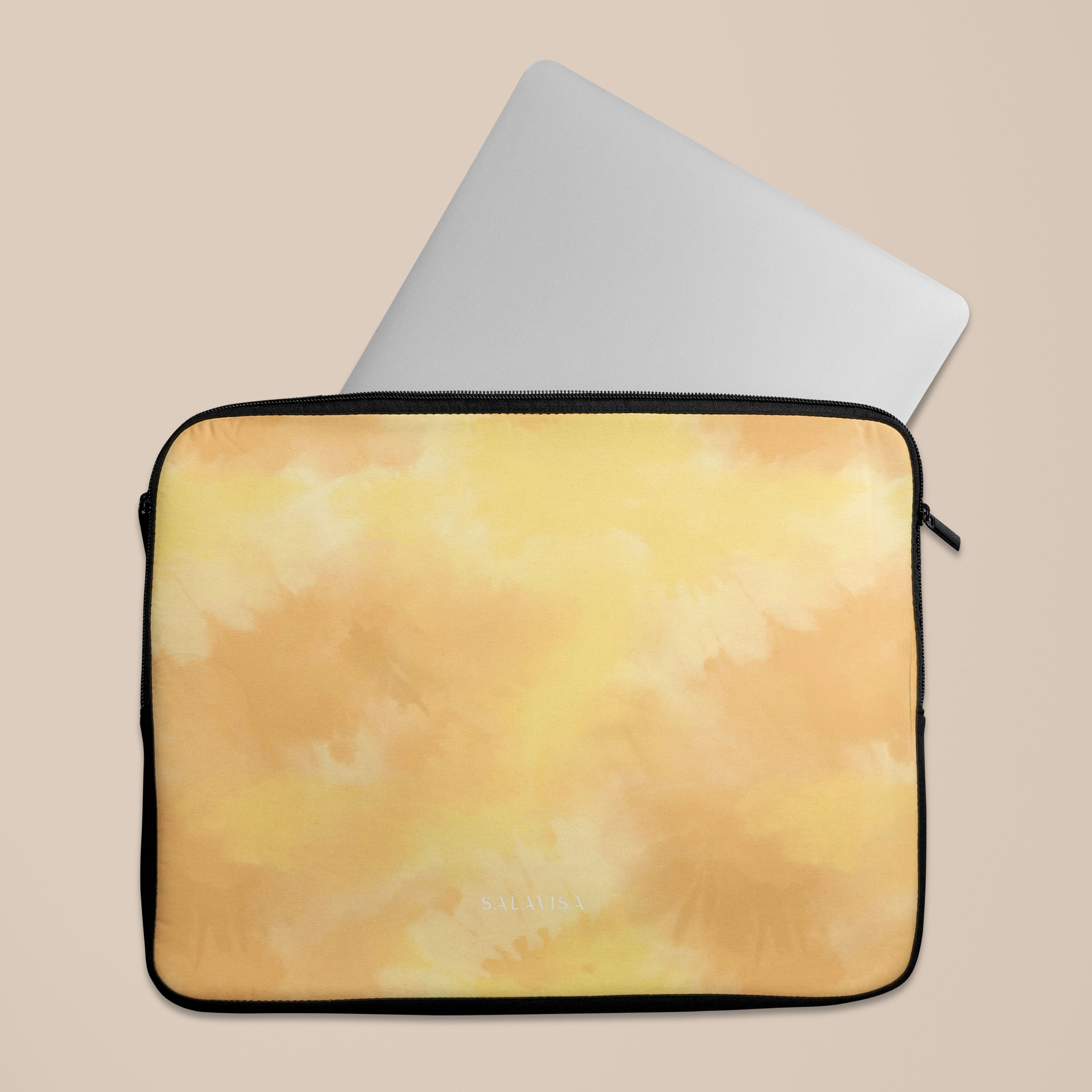 Vibrant Yellow Tie Dye Laptop Sleeve Case - Waterproof & Shockproof Protective Cover for MacBook Air/Pro 13-15 Inch - Perfect for School, Work & Travel Accessories