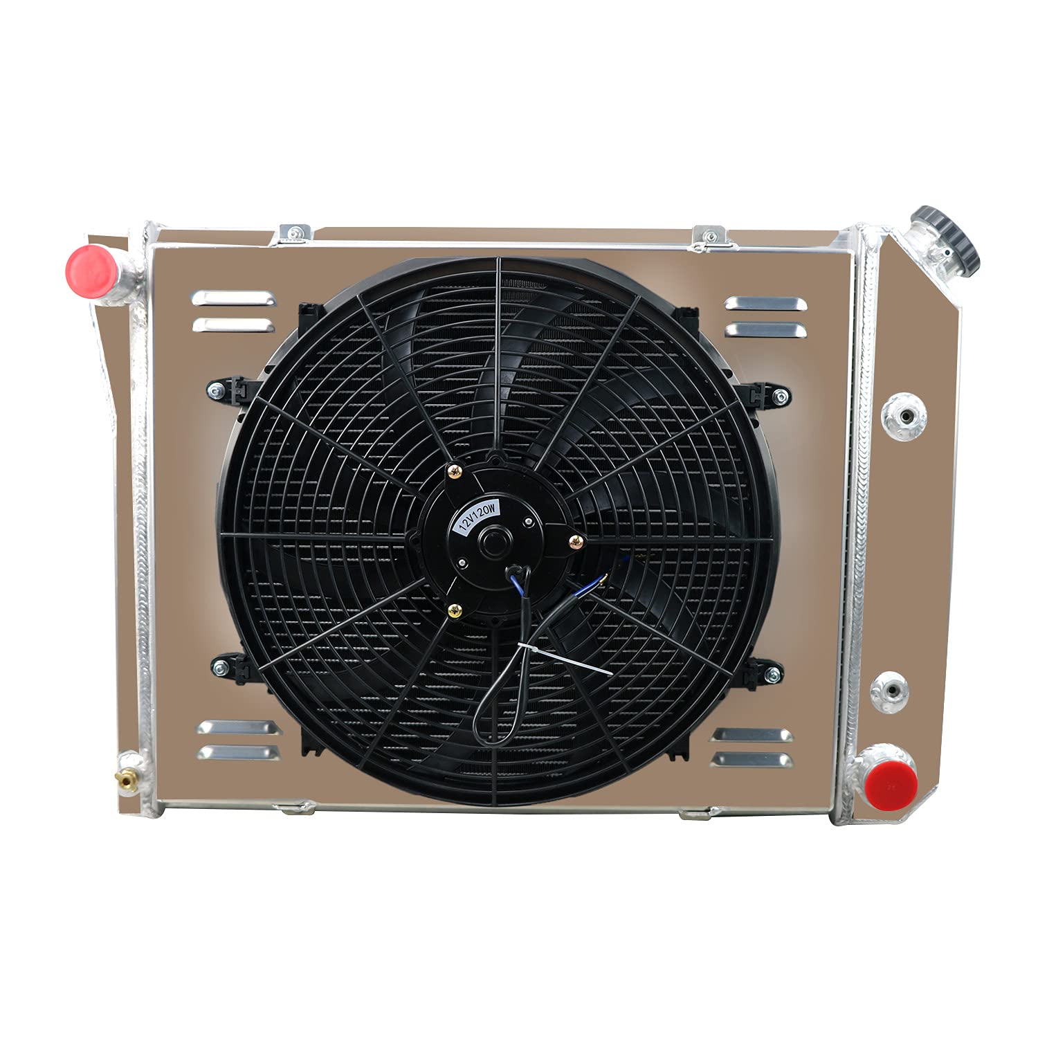 4-Row Aluminum Radiator Shroud Fan Kit for 1968-1974 Chevy Nova, 1968-1971 Chevelle & 1971-1980 Camaro - High Performance Cooling Upgrade for Classic Muscle Cars