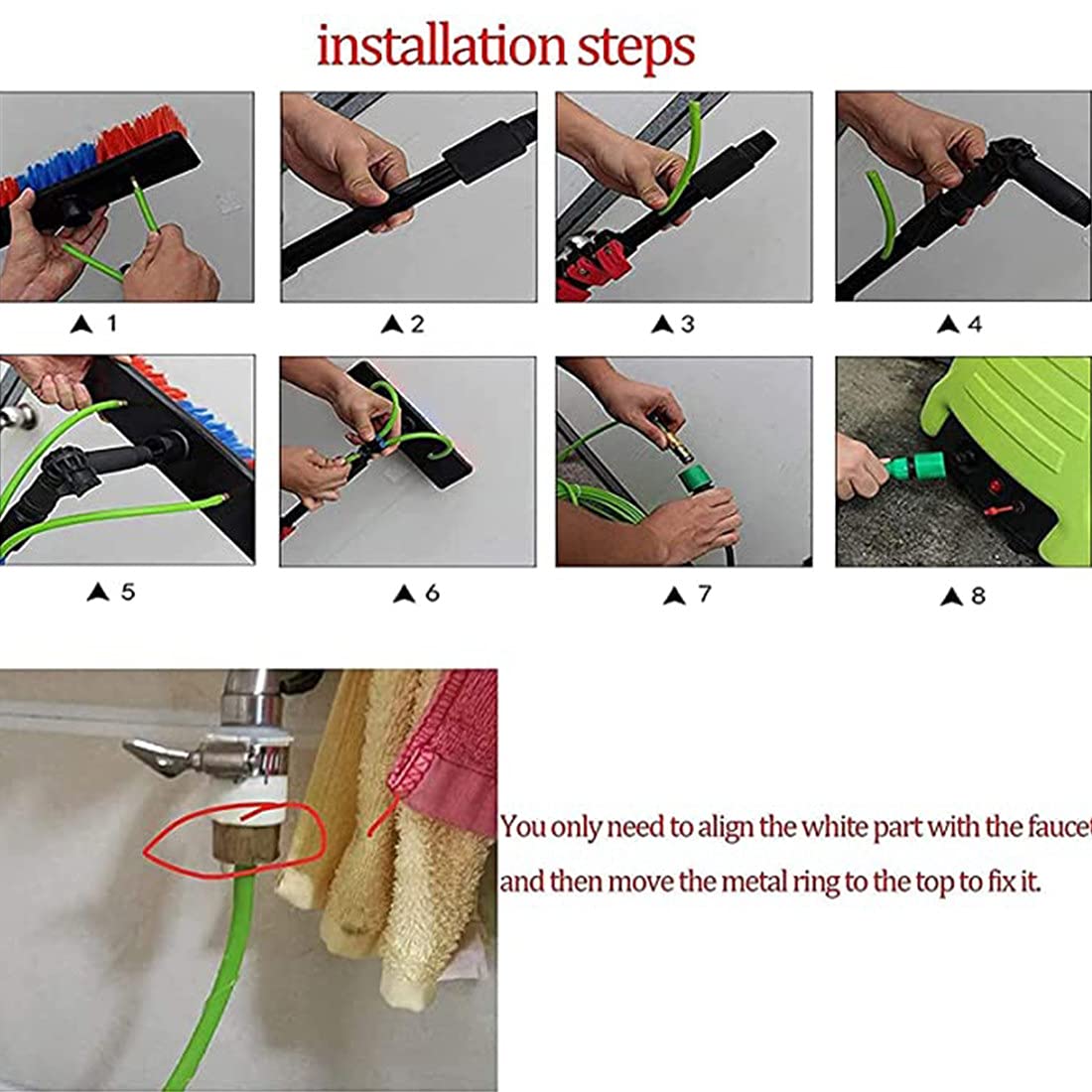 XYEJL Telescopic Window Cleaner Brush - 36FT Extendable Water Fed Cleaning Spray Brush for Windows, Solar Panels, Roofs & Conservatories - Ideal for High Reach & Hard-to-Clean Areas