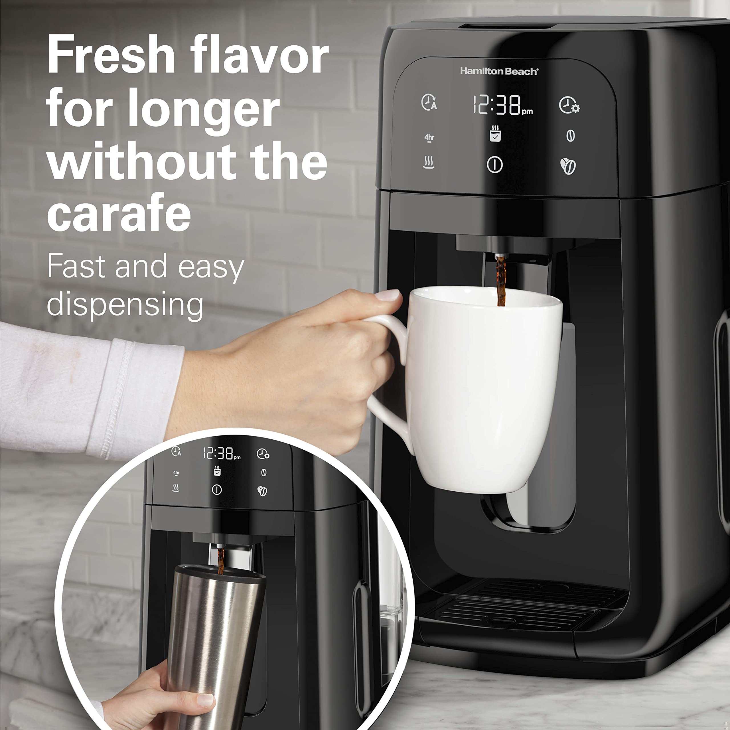 Hamilton Beach 12-Cup Programmable Drip Coffee Maker with One-Touch Brewing - Removable Water Tank & Glass Carafe - Perfect for Home, Office, or Restaurant Use (Model 47600, Black)