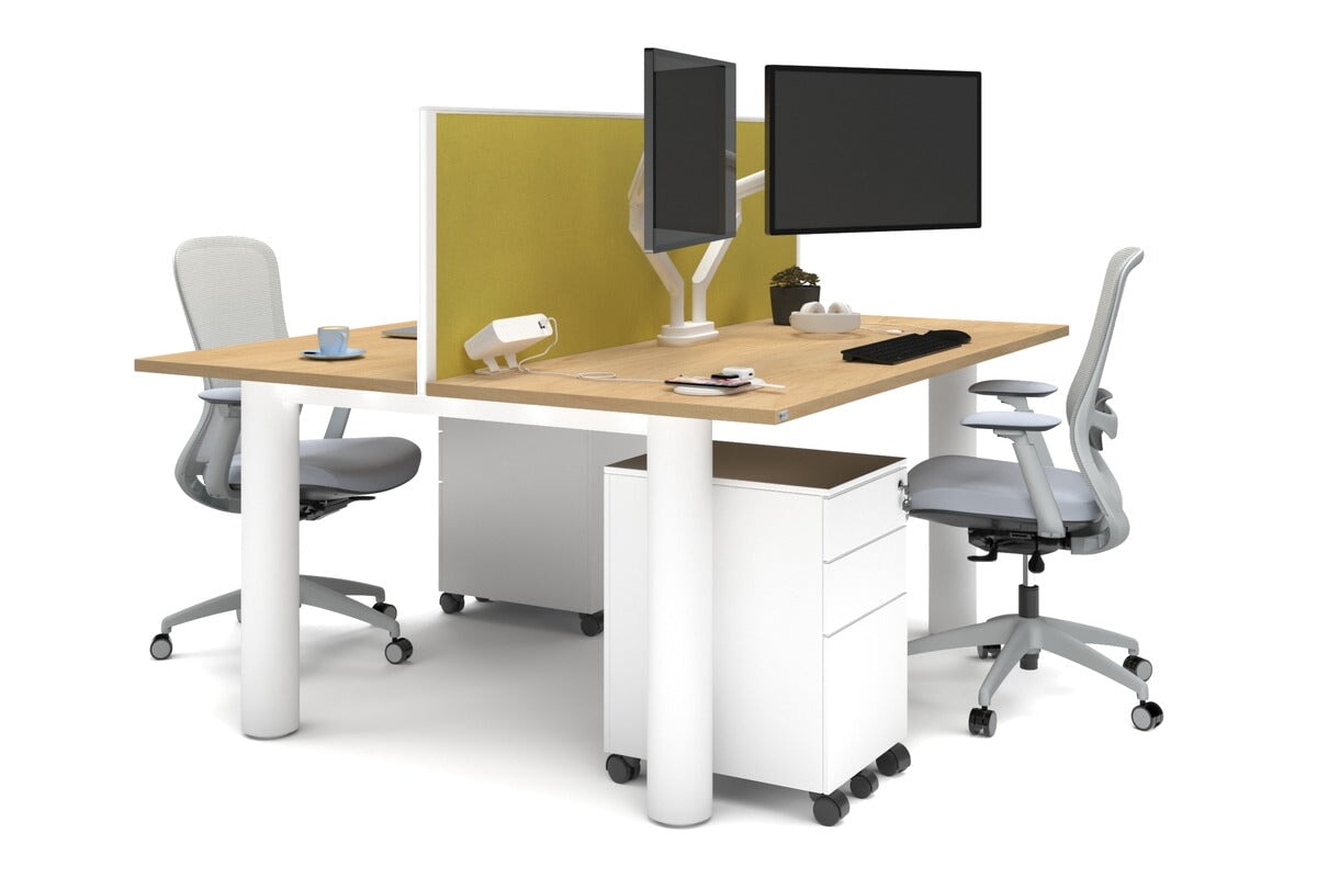 Quadro Cylinder Leg 2 Person Office Workstation - 1800L x 700W Modern Desk for Collaborative Workspaces | Perfect for Office, Coworking Spaces & Home Offices