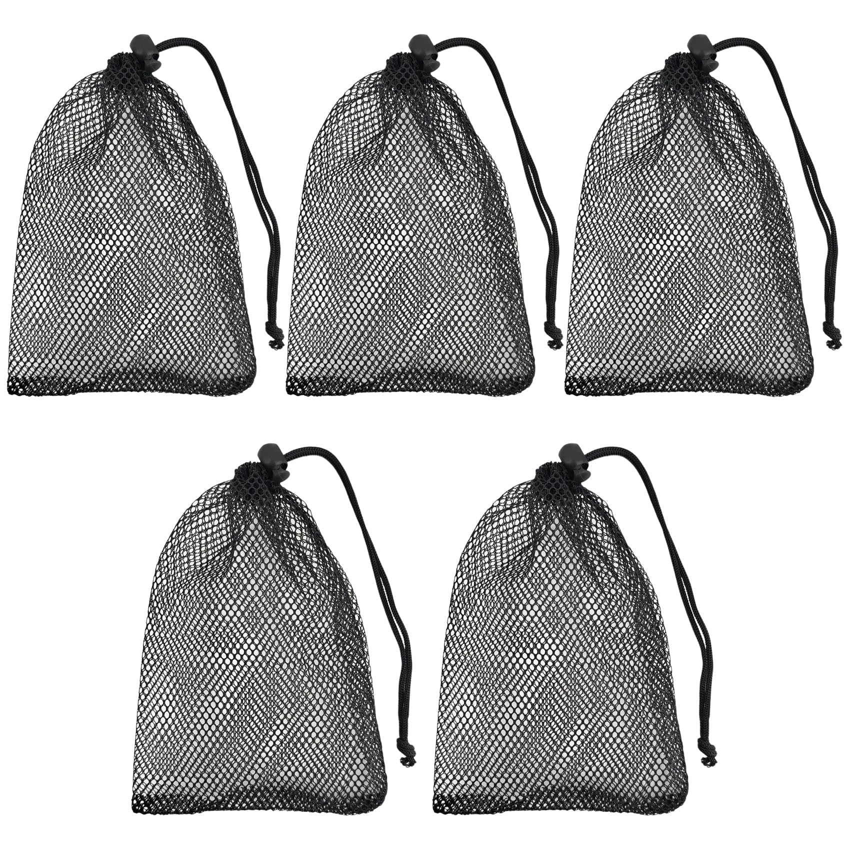 5-Pack Black Mesh Drawstring Storage Bags for Jewelry, Travel, Kitchen & Wedding Organizer (5.9 x 7.8 Inches) - Perfect for Small Item Storage, Gift Wrapping & Travel Accessories