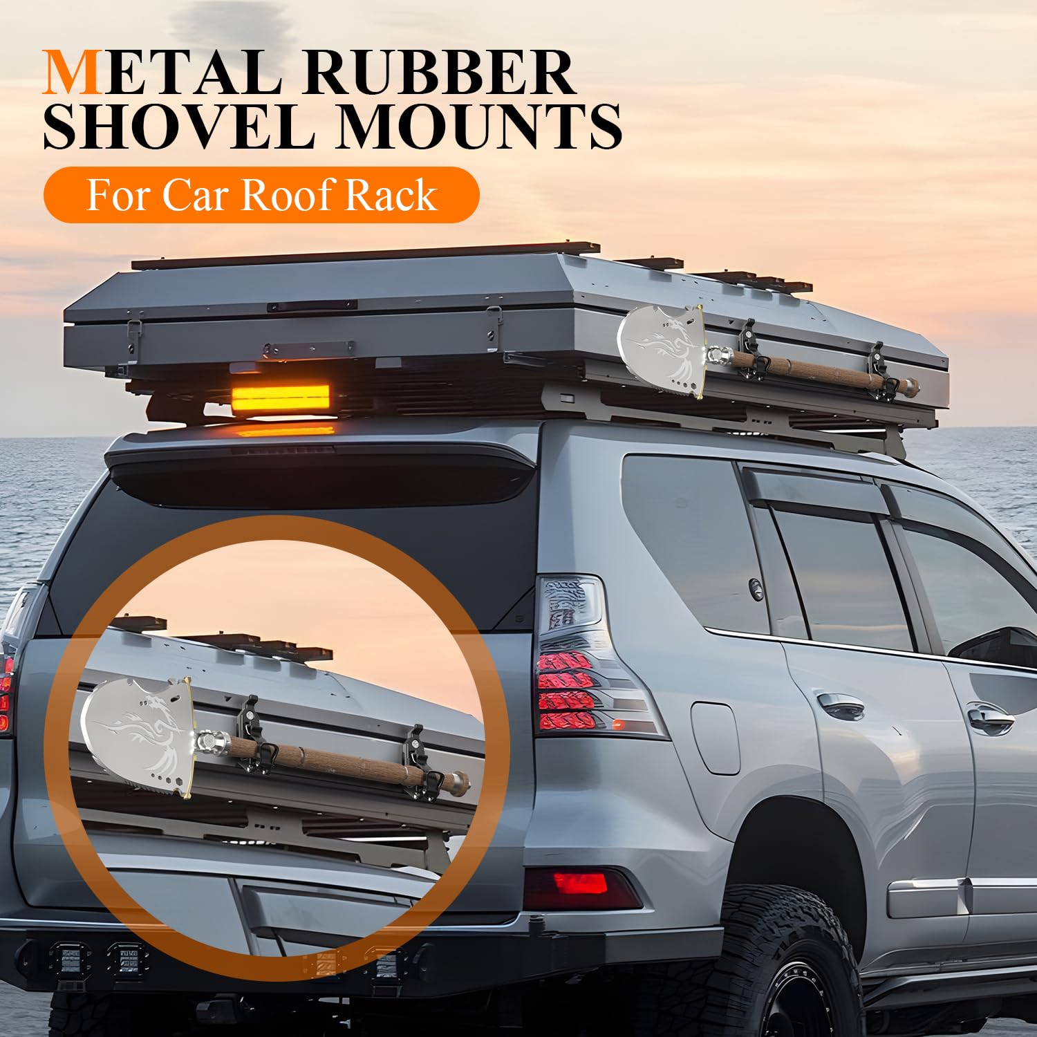 Heavy-Duty Roof Rack Shovel Mount - 6-Piece Black Metal Rubber Clamp Brackets for Axe & Shovel Storage | Truck, Offroad & Overland Vehicle Accessories | Perfect for Adventure Gear Organization on Jeep, SUV & Pickup Roof Racks